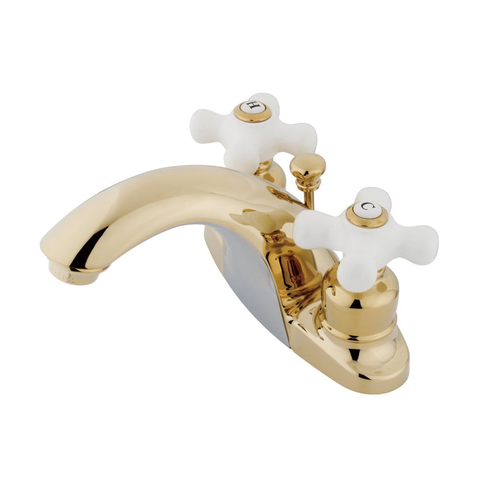 Elements of Design English Country Polished Brass 2-handle 4-in centerset Low-arc Bathroom Sink Faucet with Drain