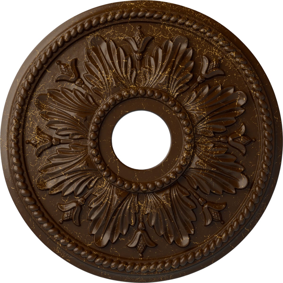 Ekena Millwork CM18ED1RBC Edinburgh 18.125-in W x 18.125-in L Painted Root Beer Crackle Polyurethane Whole Ceiling Medallion
