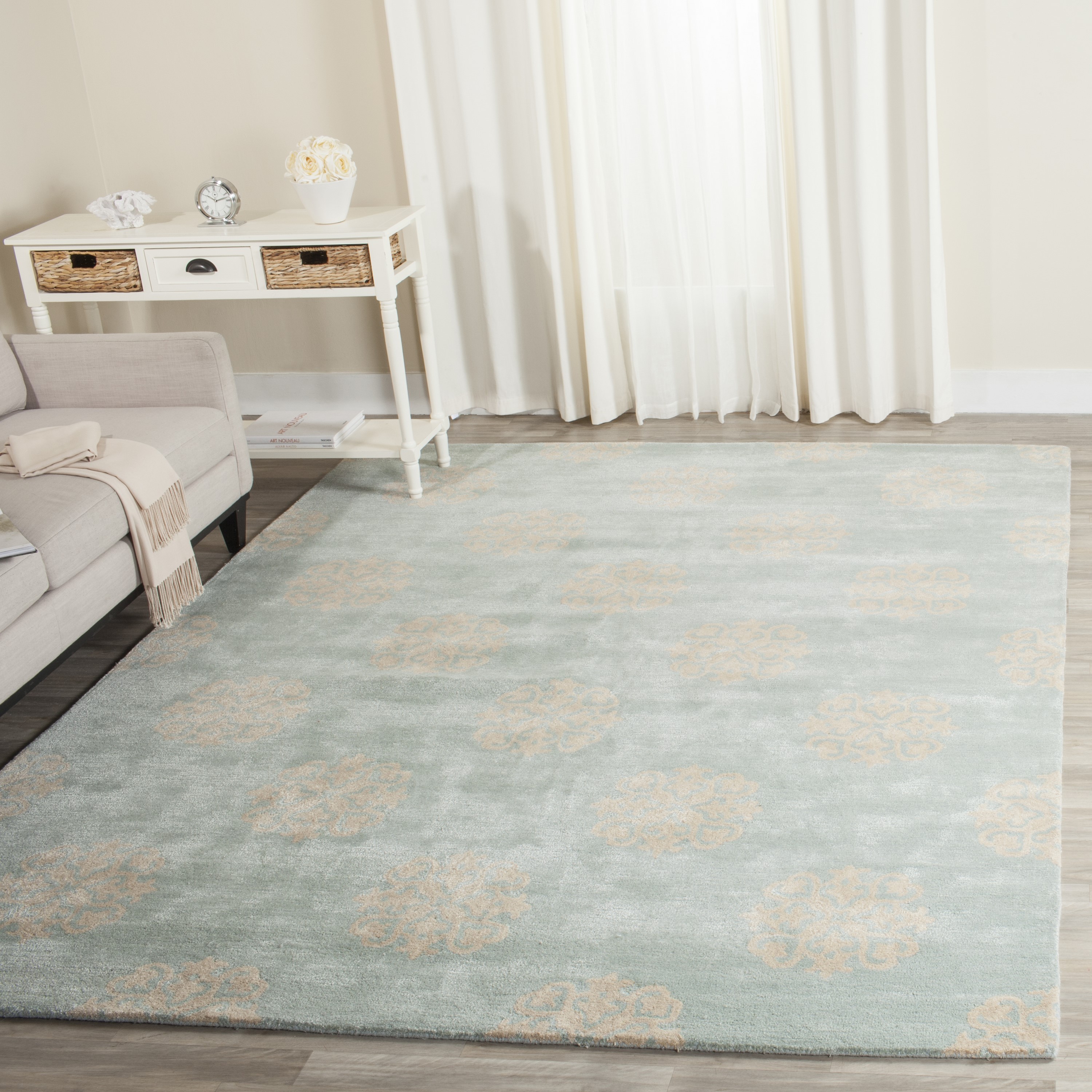 Safavieh SOH424A-8 Soho Thomas 8 x 10 (ft) Tufted Wool Turquoise/Beige Rectangular Indoor Abstract Area rug