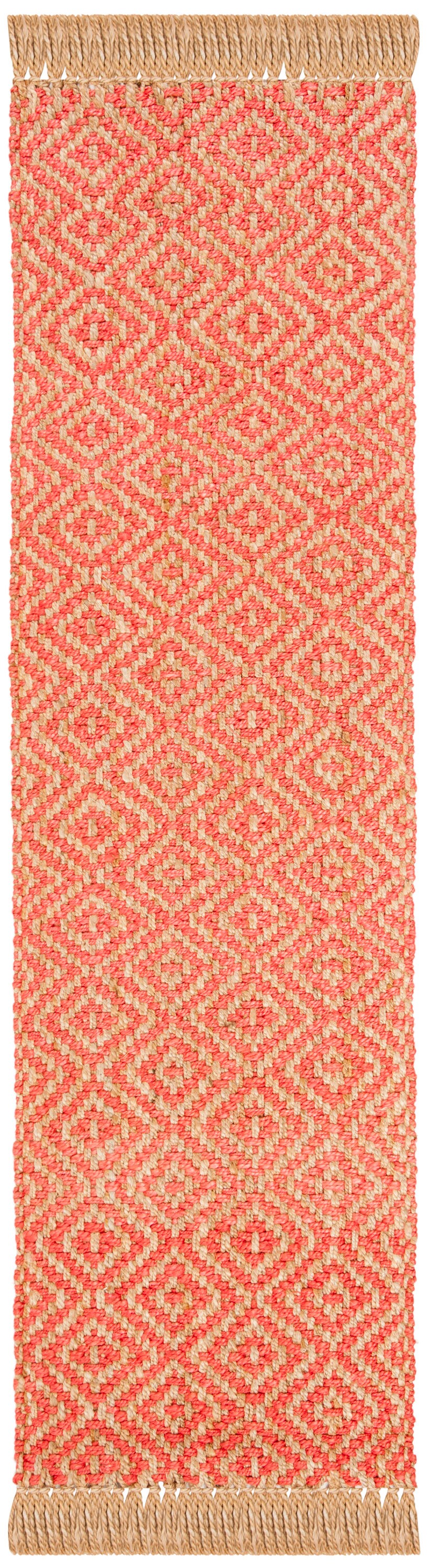 Safavieh NF266G-28 Natural Fiber Davie 2 x 8 (ft) Jute Fuchsia/Natural Rectangular Indoor Geometric Coastal Runner rug