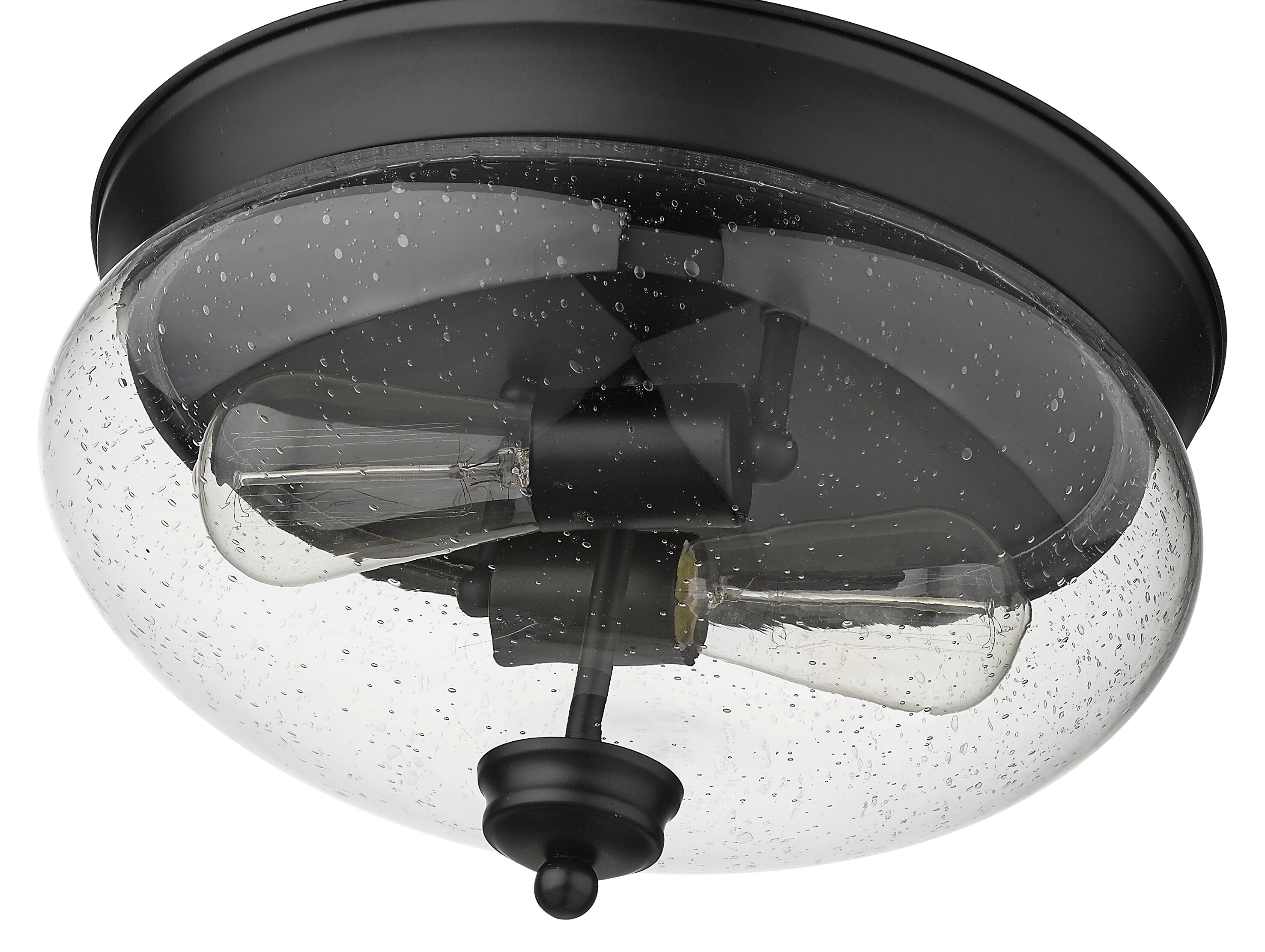 Matte Black Glass 2-Light Flush Mount Ceiling Fixture