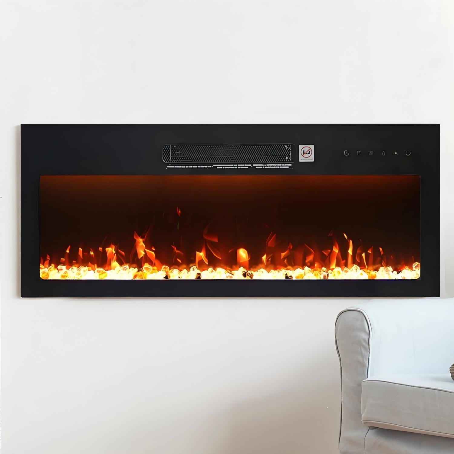 IHOMEadore 36-in W Black Wall mount Fan-forced Electric Fireplace with Remote Control Included
