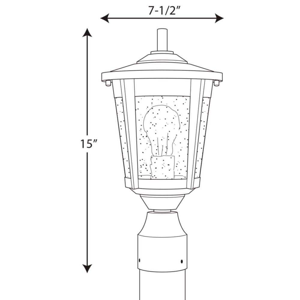 East Haven Black Outdoor Post Lantern with Seeded Glass Shade