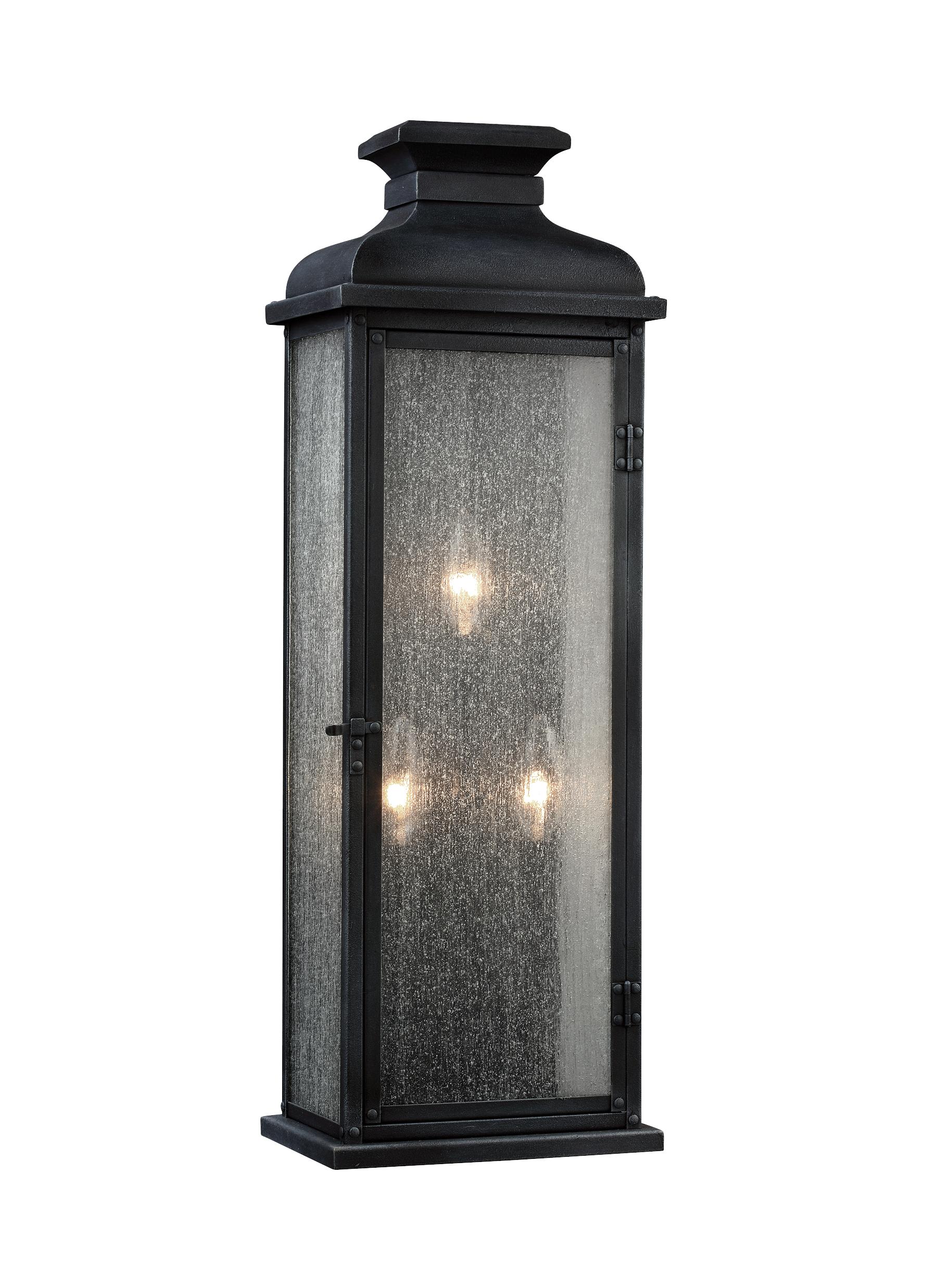 Generation Lighting OL11102DWZ Pediment 3 -Light 23.875-in H Bronze Hardwired Outdoor Wall Light