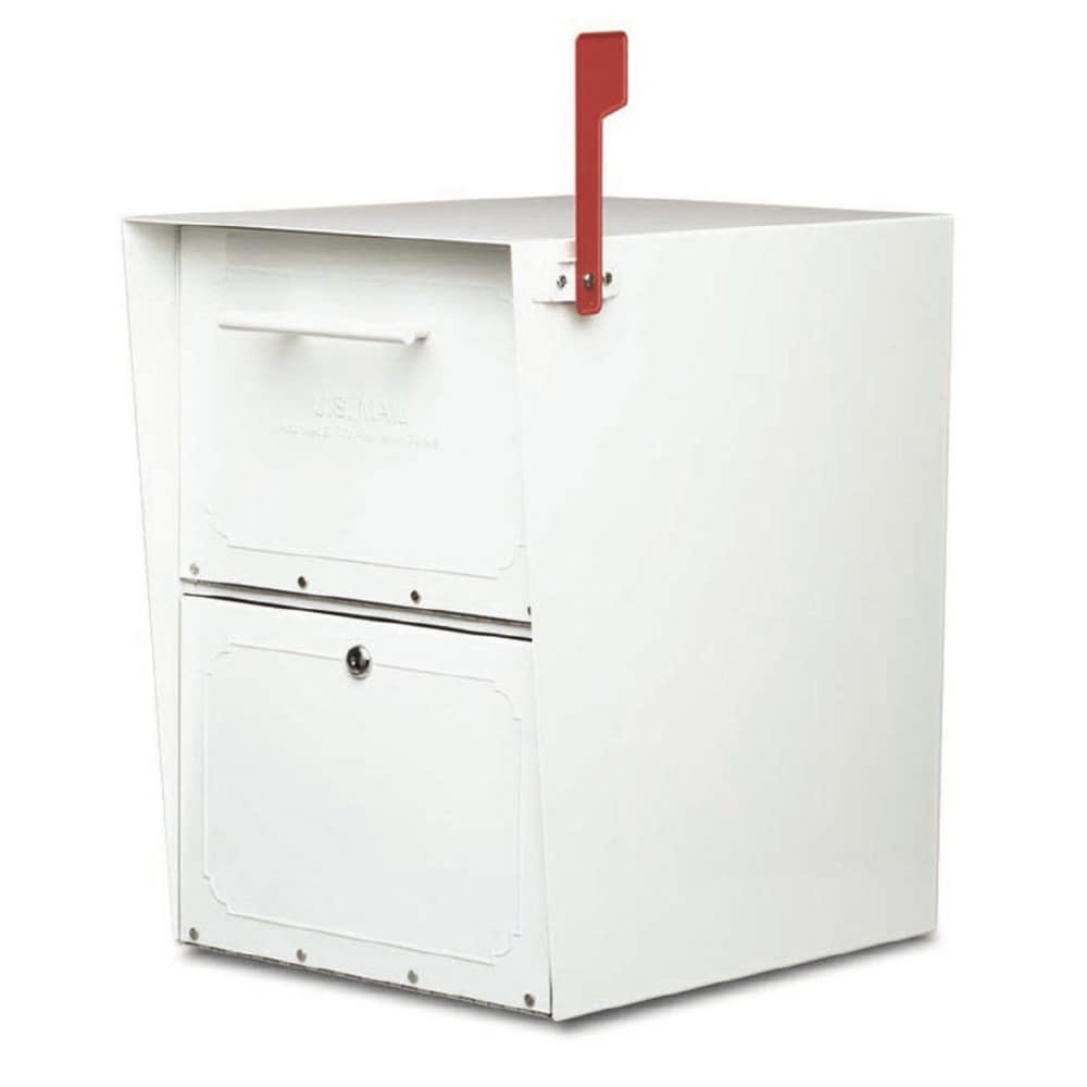 Architectural Mailboxes 5100W Post Mount White Metal Extra Large Lockable Mailbox