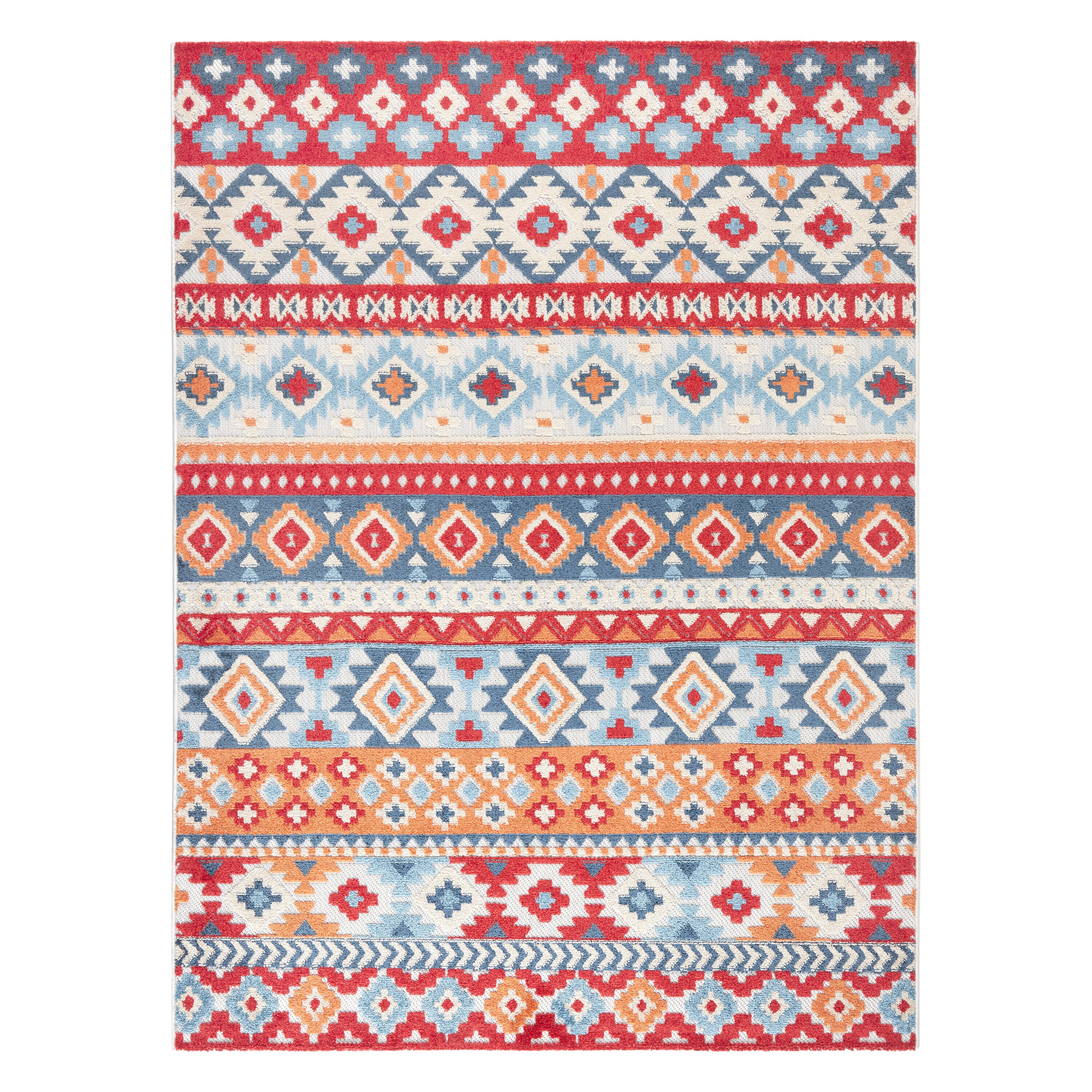 Town & Country Living 3-7540-275 4 x 5 (ft) Loomed Polyester Red Multi Rectangular Indoor/Outdoor Stripe Area rug