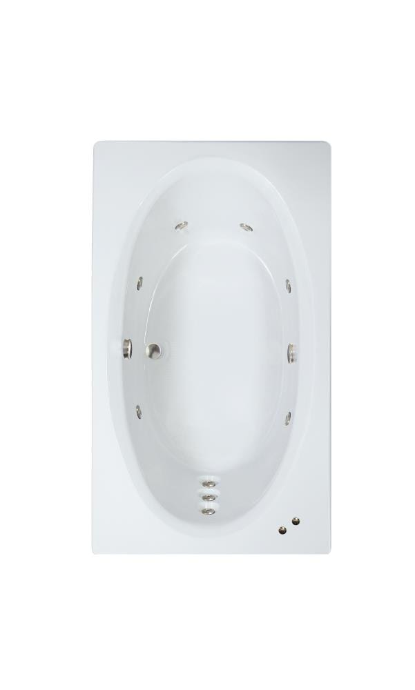 Designer 41.75-in x 71.75-in White Acrylic Oval Drop-In Whirlpool Tub (Center Drain) | - WaterTECH 7242GW BONE