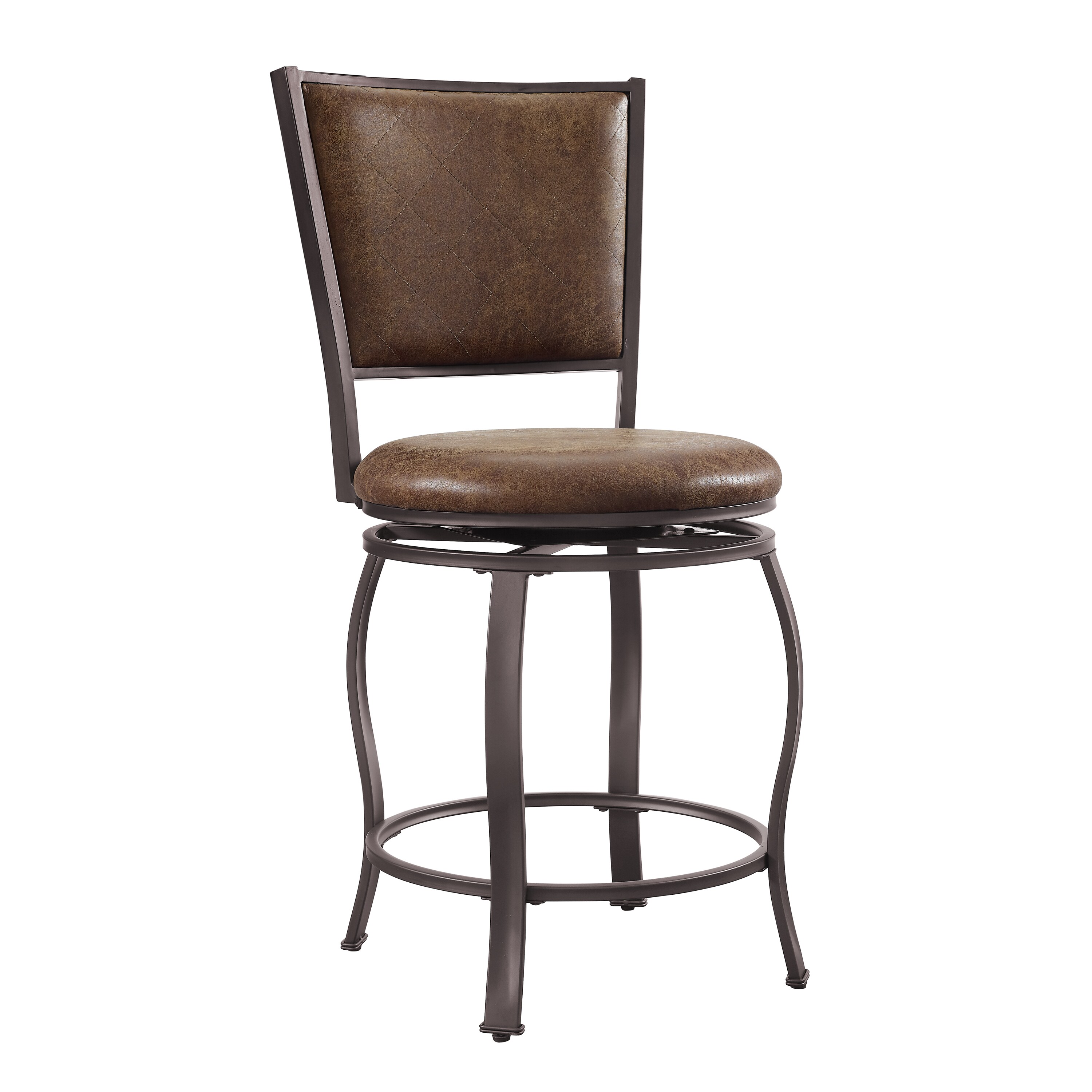 L. Powell Company D1167B18CS Jackson Brown 24-in H Counter height Upholstered Swivel Bar Stool