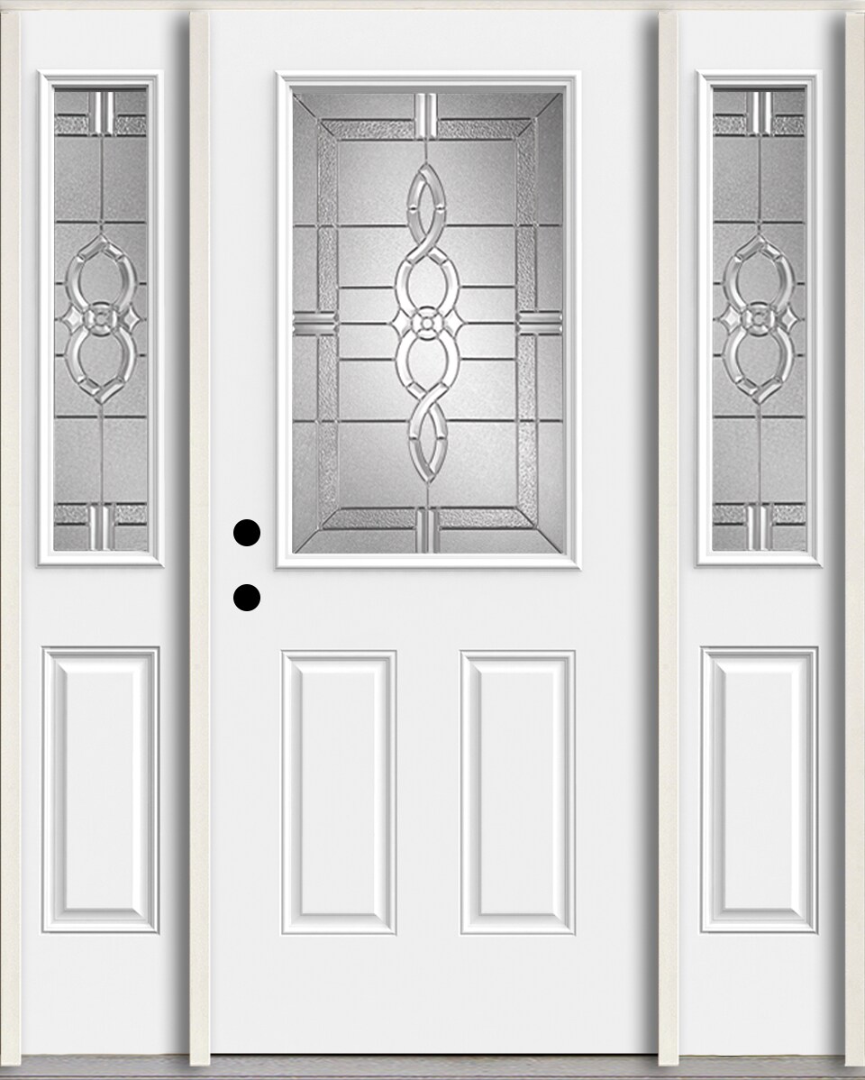 RELIABILT LO963551 Calista 60-in x 80-in x 4-5/8-in Fiberglass Half lite Right-hand inswing Arctic White Paint Painted Prehung Front Door with Sidelights Insulating core