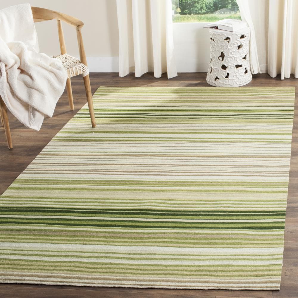 Marbella Green Wool Flat Woven 5' x 8' Area Rug