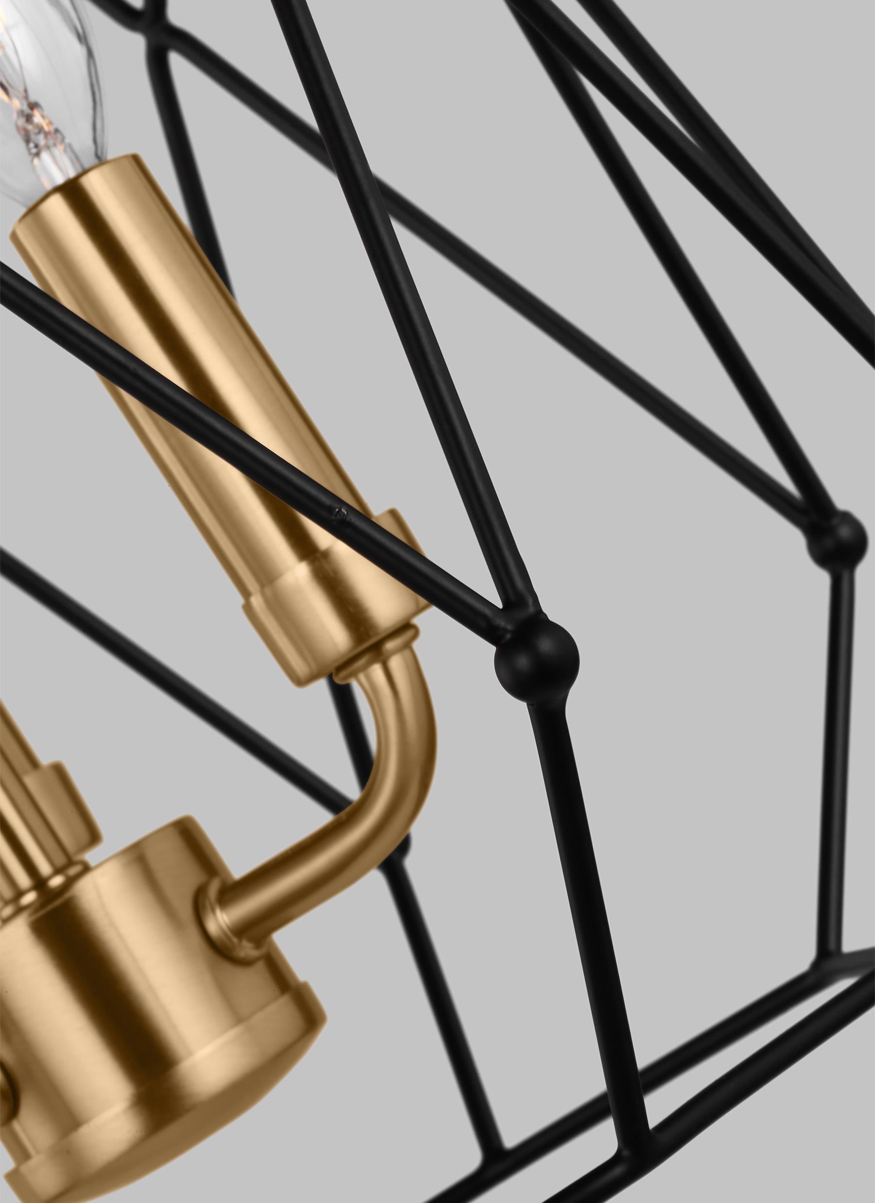 Zarra Satin Brass 3-Light Geometric Pendant