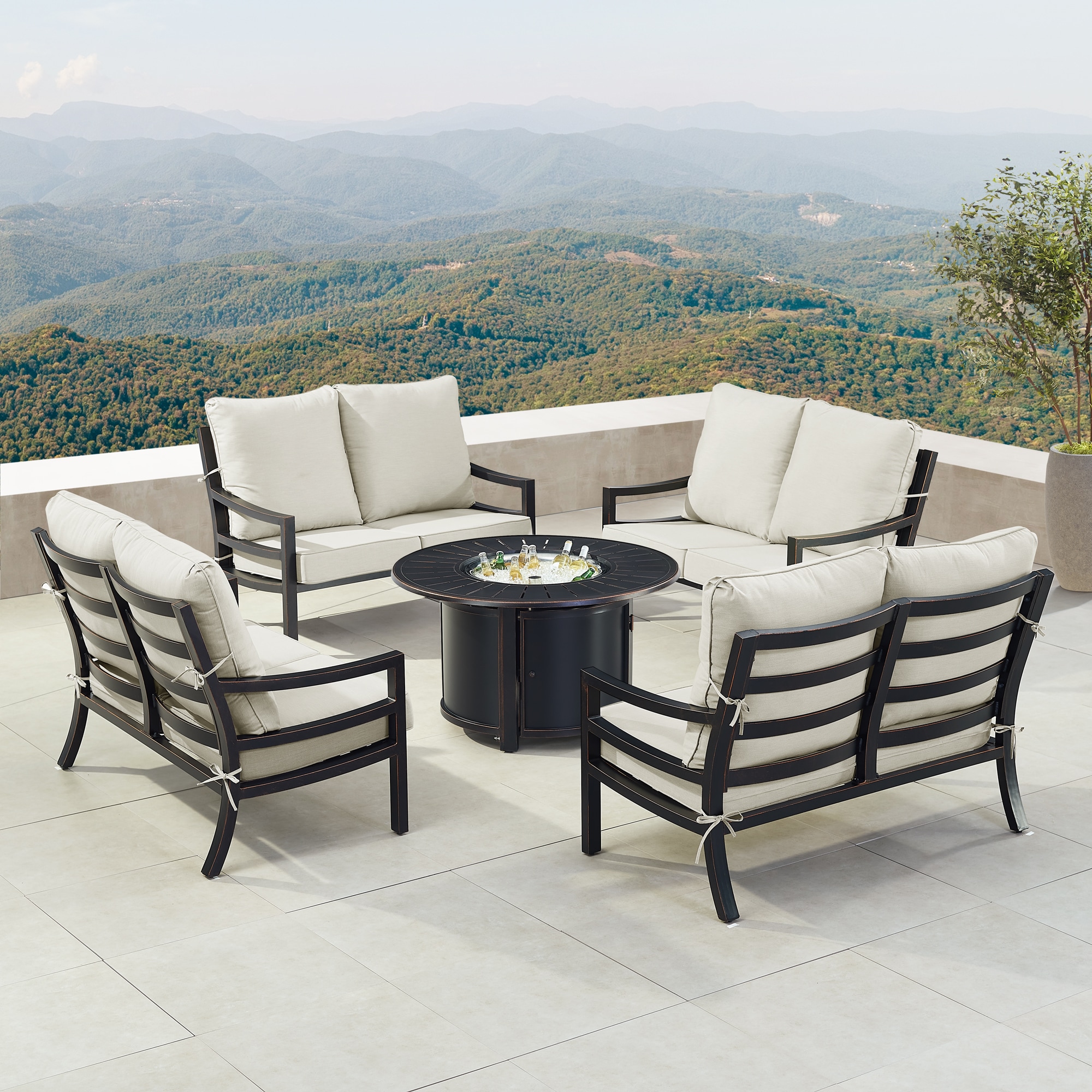 Oakland Living HUDSON4LSNOBULGCU Patio-Conversation-Sets - View #3