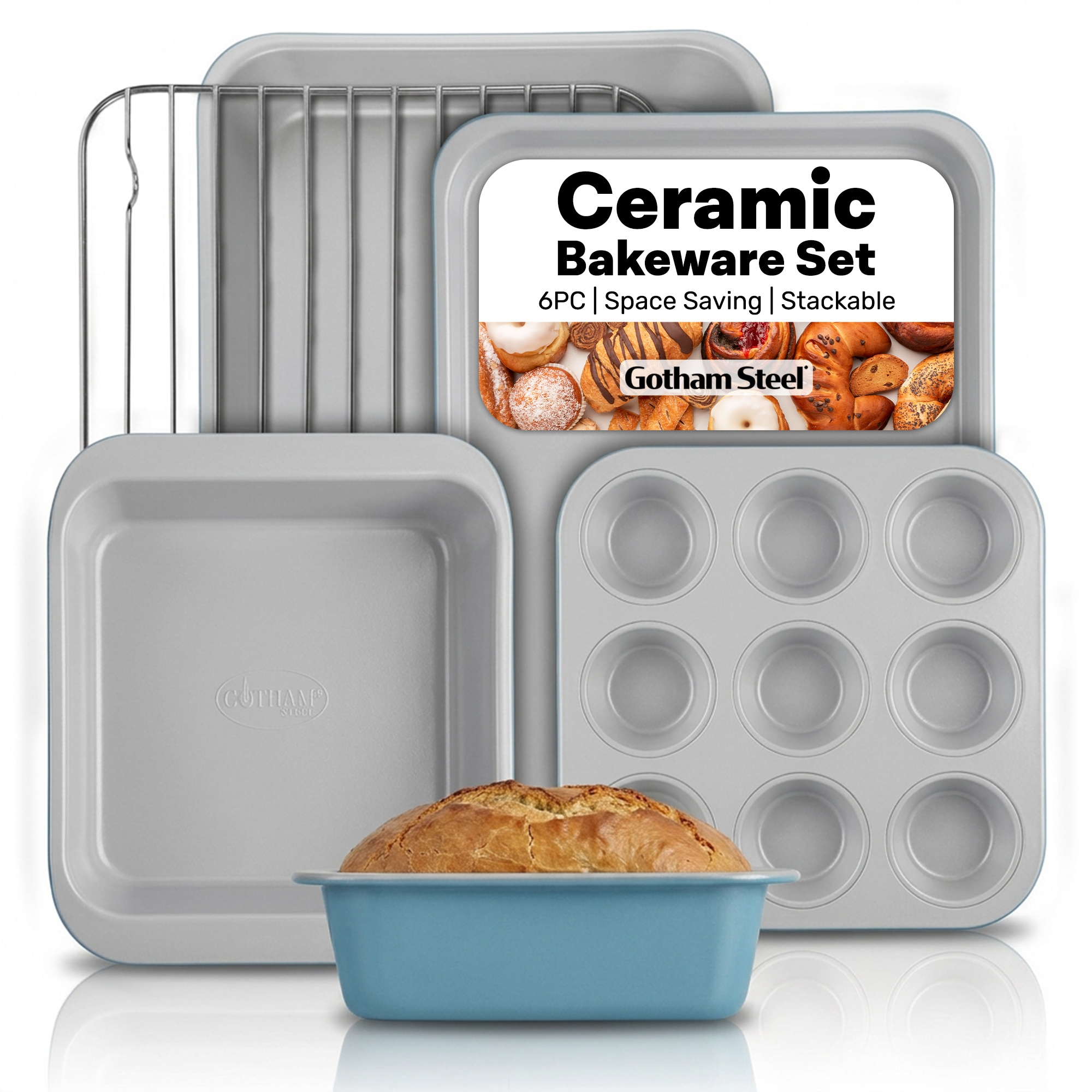Gotham Steel Blue Aluminum Bakeware set
