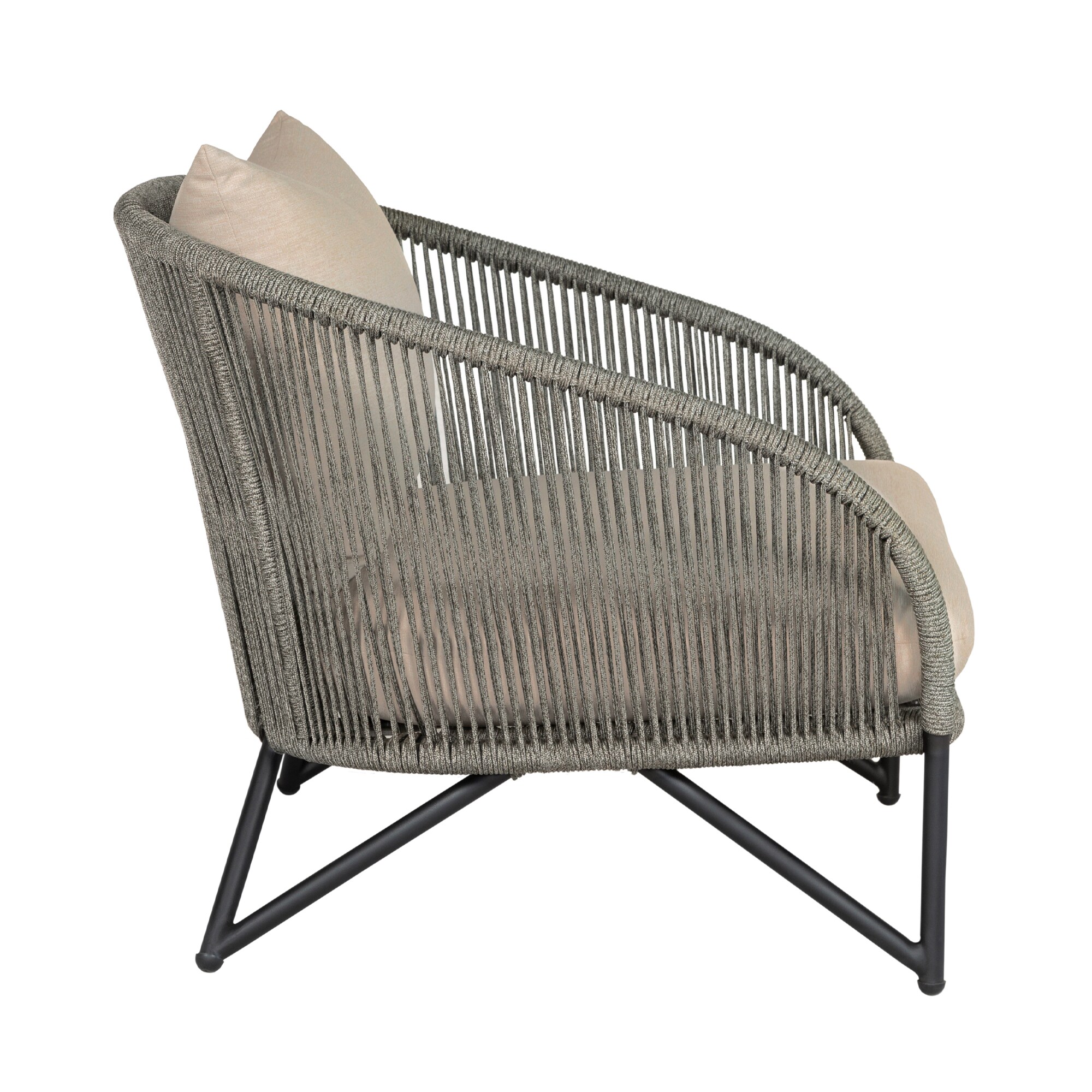 Benicia Gray Rope and Taupe Cushions Outdoor Accent Chair