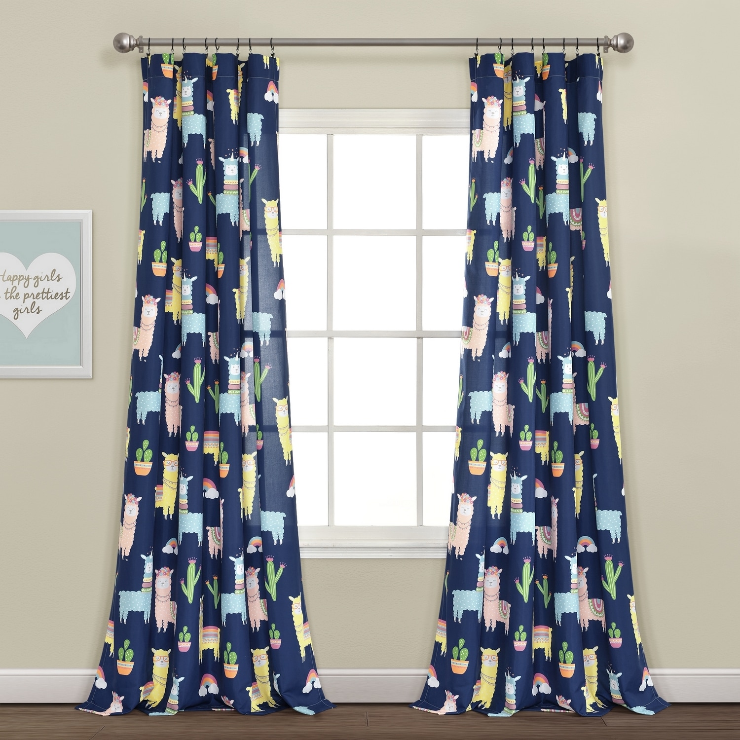 Lush Decor 16T005274 84-Inches Navy Rod pocket Curtain panel pair