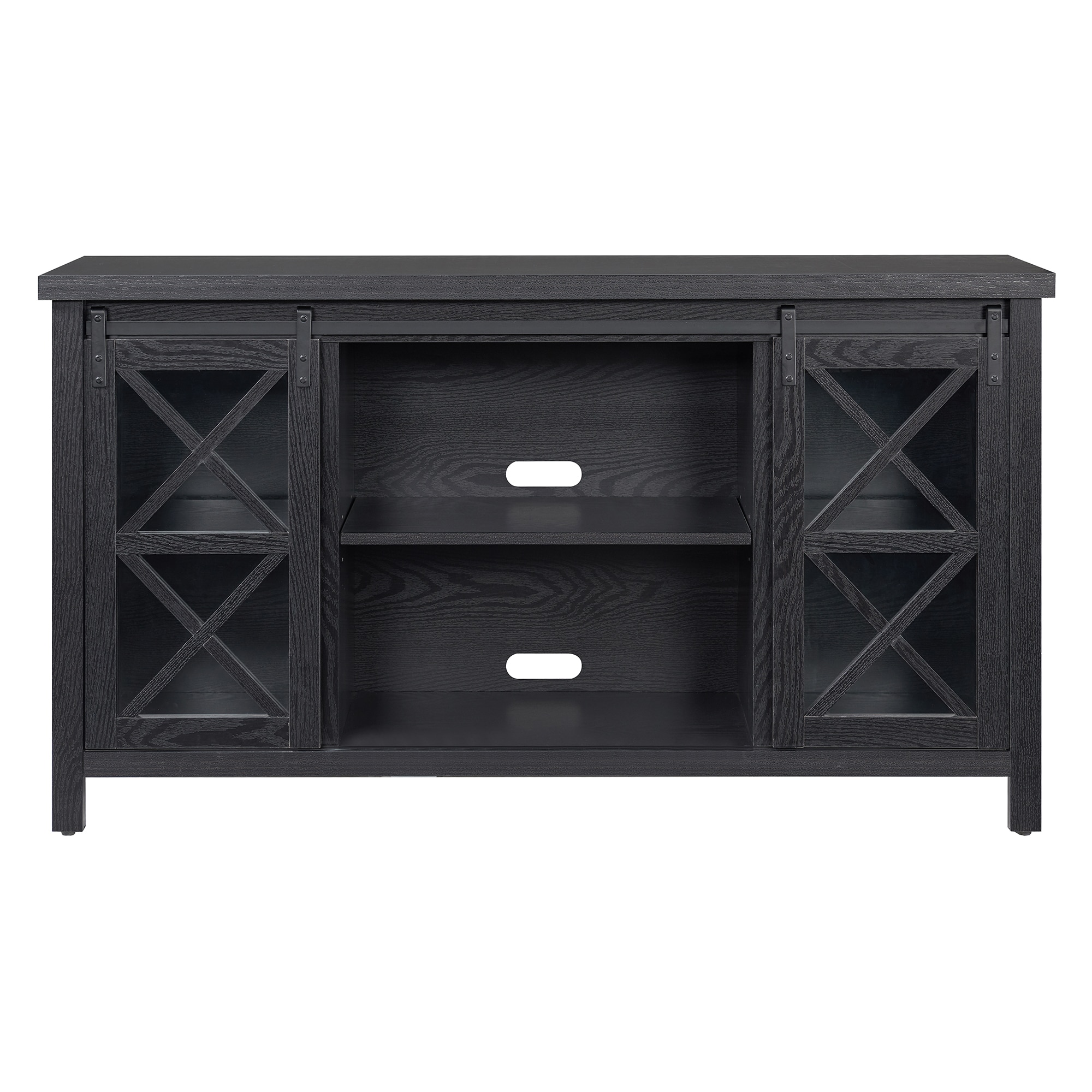 Clementine 58" Black Grain Metal TV Stand with Cabinet