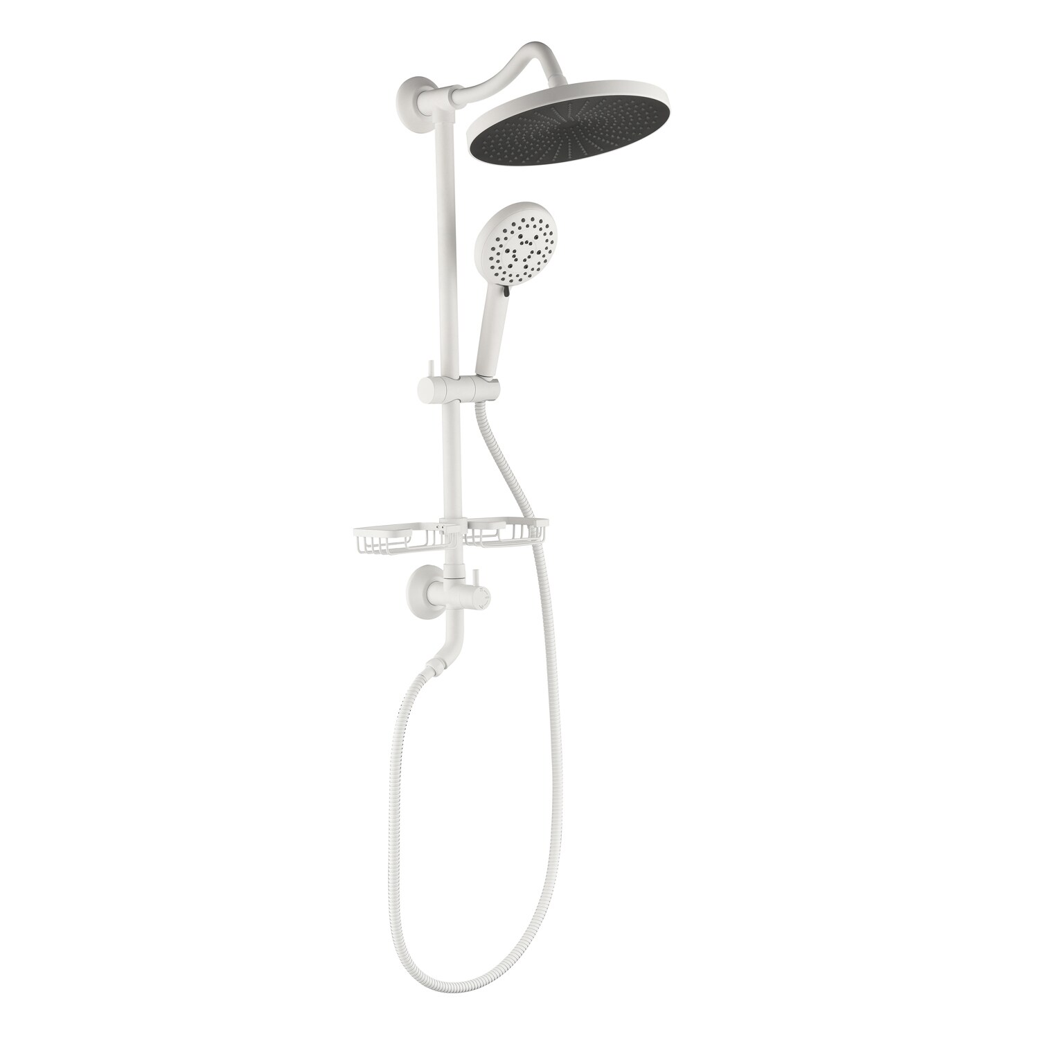 waterpar WPLO-SH154 White 10-in Dual Head Shower Faucet Bar System ( Ceramic Disc