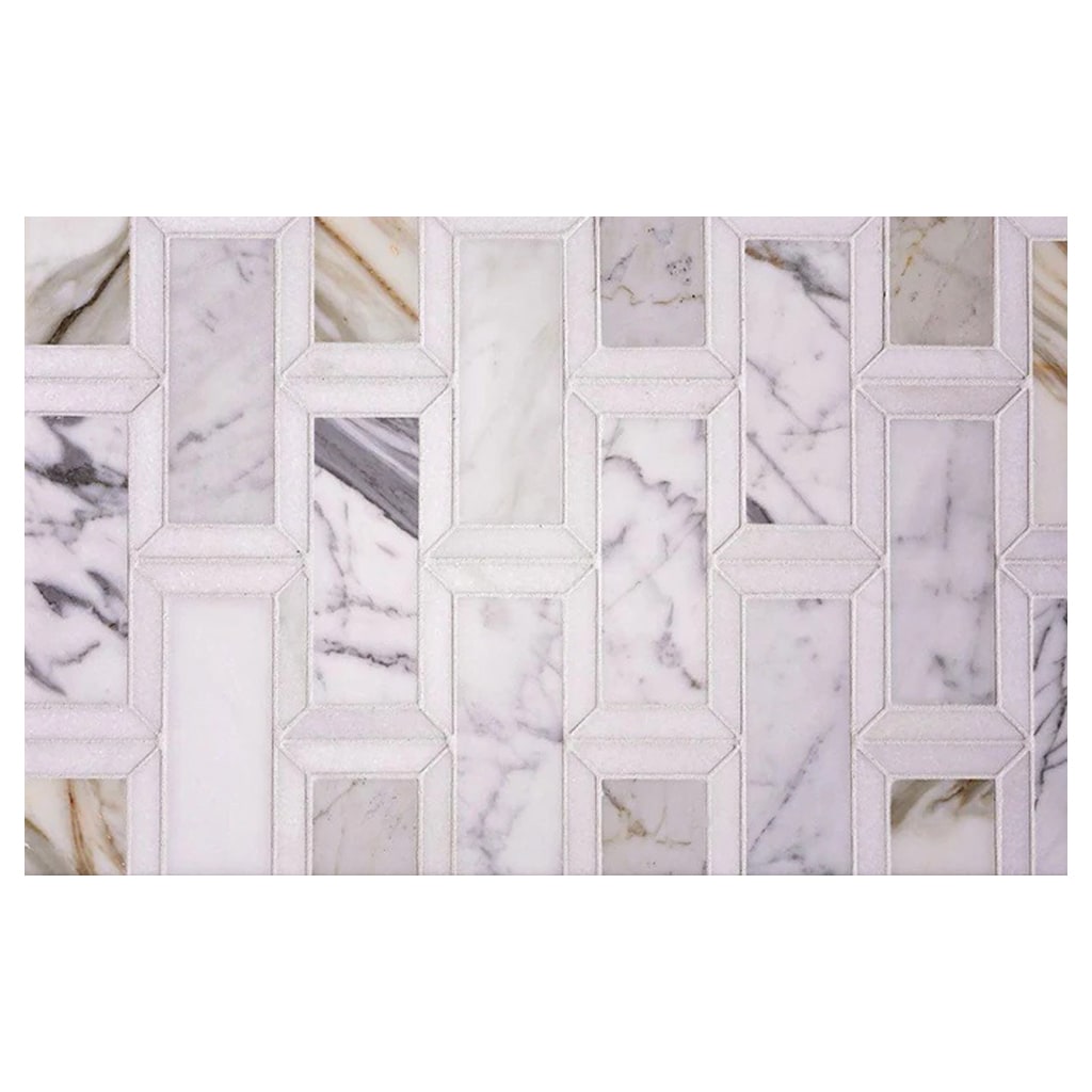 Apollo Tile Sample - Serena White Gray 4-in x 5-in Polished Brick look Floor and Wall Tile