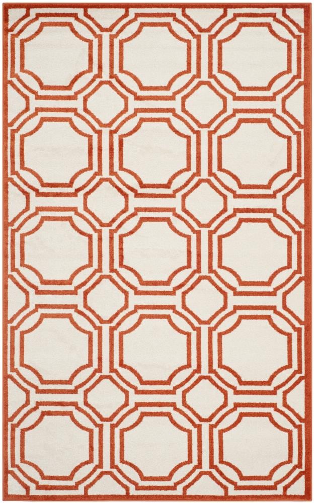 Safavieh AMT411F-4 Mosaic 4 x 6 (ft) Loomed Polypropylene Ivory/Orange Rectangular Indoor/Outdoor Trellis Area rug