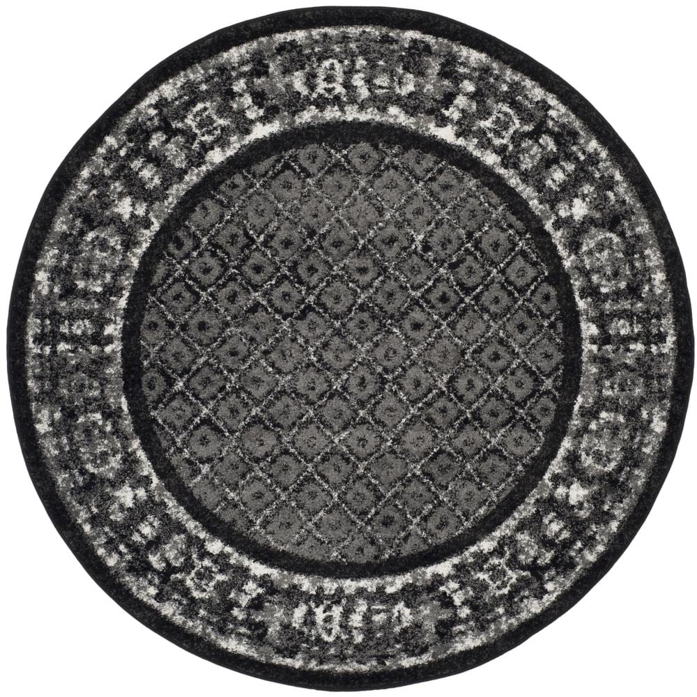 Safavieh ADR110B-8R Adirondack Tabriz 8 x 8 (ft) Loomed Polypropylene Ivory/Silver Round Indoor Distressed/Overdyed Vintage Area rug