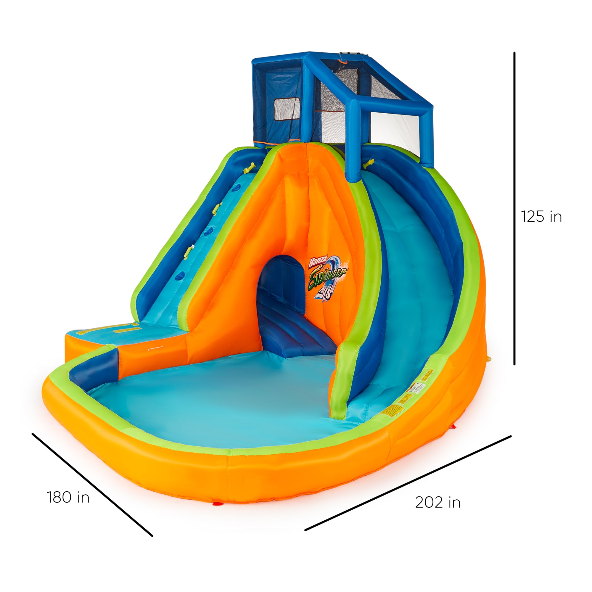 BANZAI 90494 Sidewinder Falls Inflatable Water Slide with Tunnel Ramp Slide 
