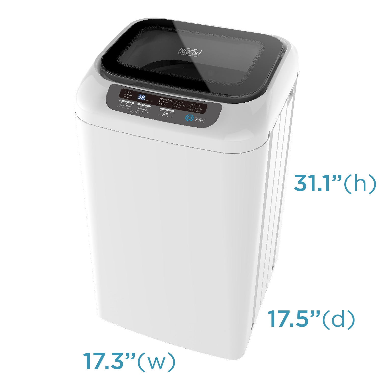 BPWM16W BLACK+DECKER Portable Washer 1.7 Cu. Ft. with 6 Cycles, Transparent  Lid & LED Display