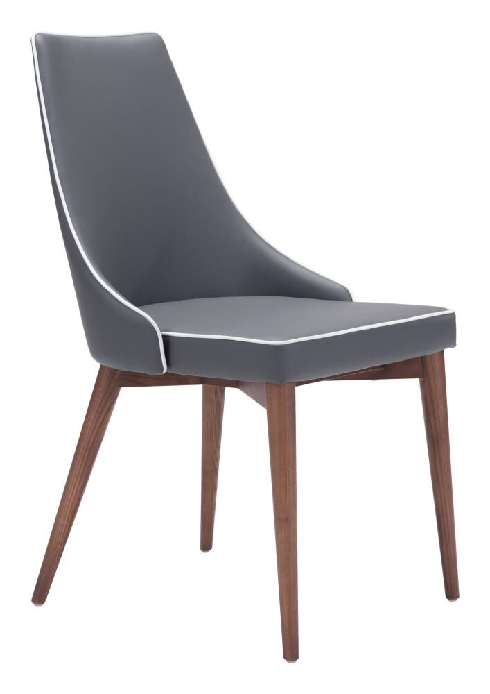 Set of 2 Moor Contemporary/Modern Faux Leather Upholstered Dining Side Chair (Wood Frame) Rubber in Gray | - Zuo Modern 100278