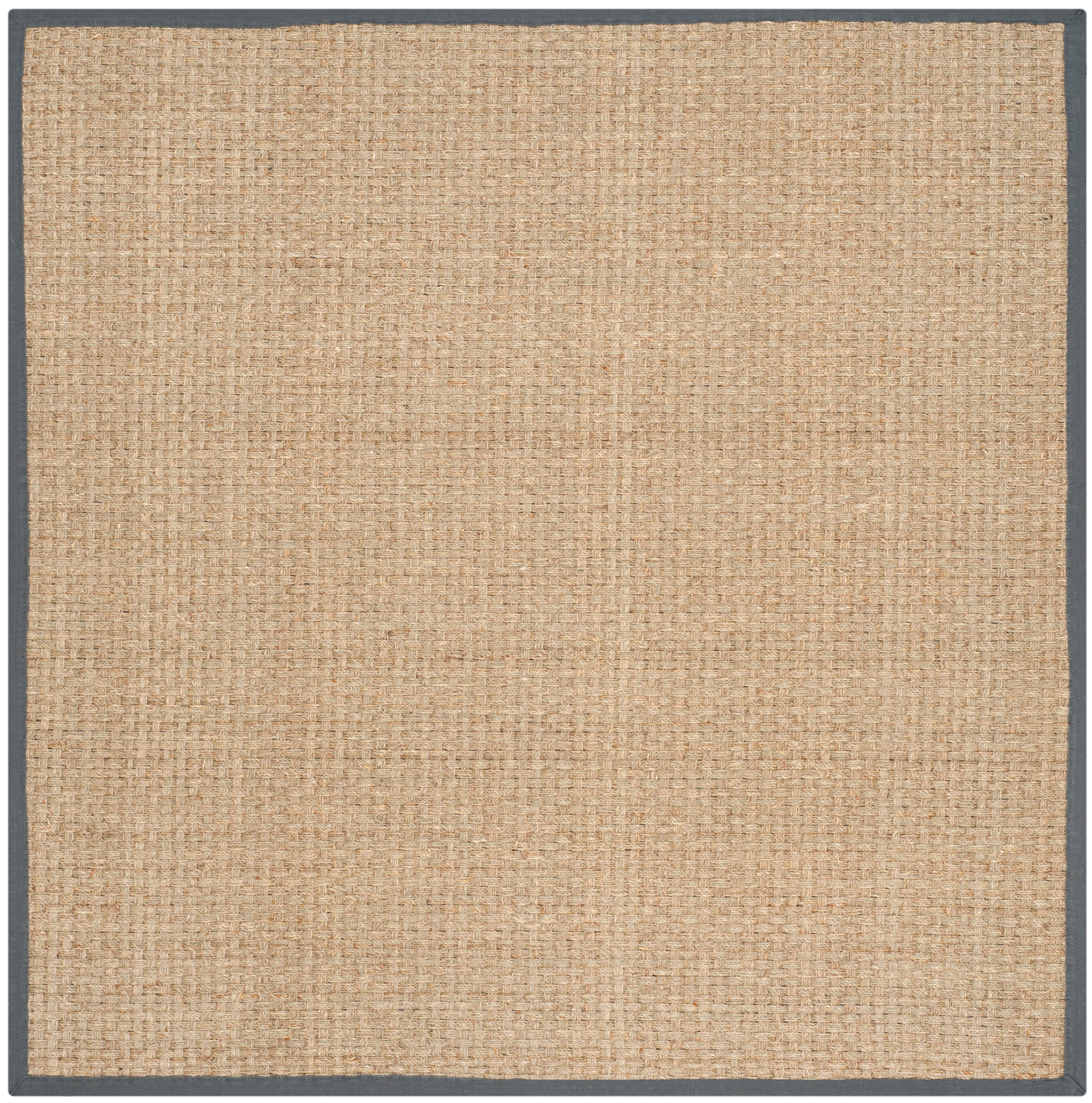 Safavieh NF114Q-10SQ Natural Fiber Hampton 10 x 10 (ft) Loomed Seagrass Natural/Dark Gray Square Indoor Solid Coastal Area rug