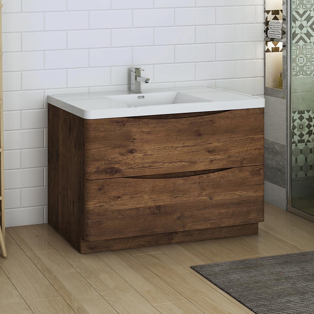 Fresca Tuscany 48-in Rosewood Single Sink Bathroom Vanity with White ...