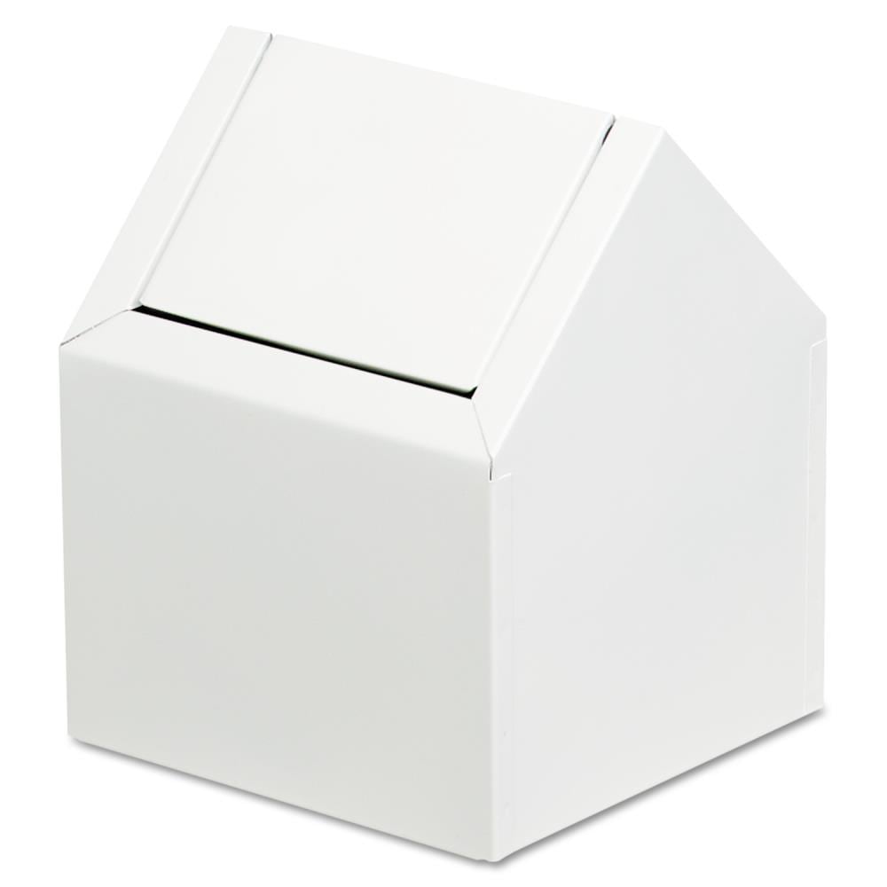 HOSPECO HOS2201 3.8 Gallon White Metal Indoor Swing/Push Lid Trash Can