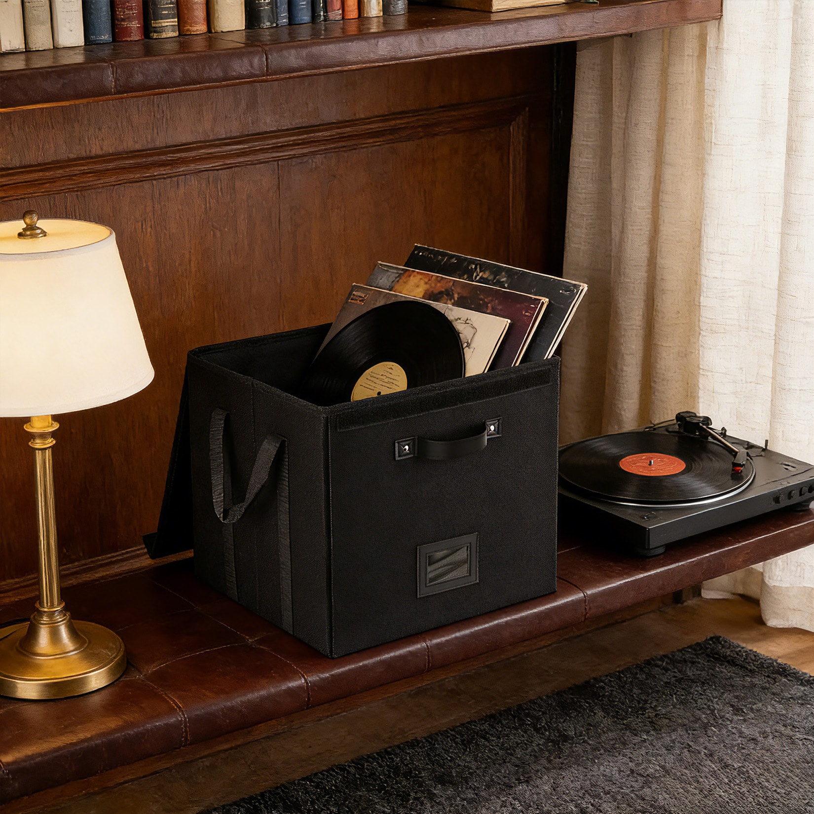 Garvee Set of 3 Vinyl Record Storage Boxes Stackable Non-Woven LP