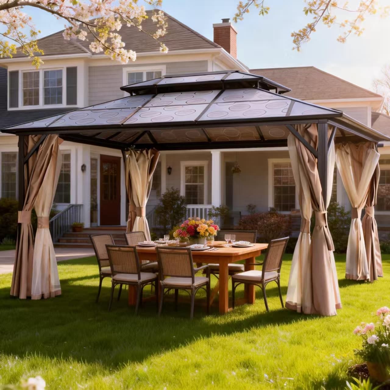 Forclover 12-ft x 10-ft Patio Gazabo Mosquito Nets Rectangle Black