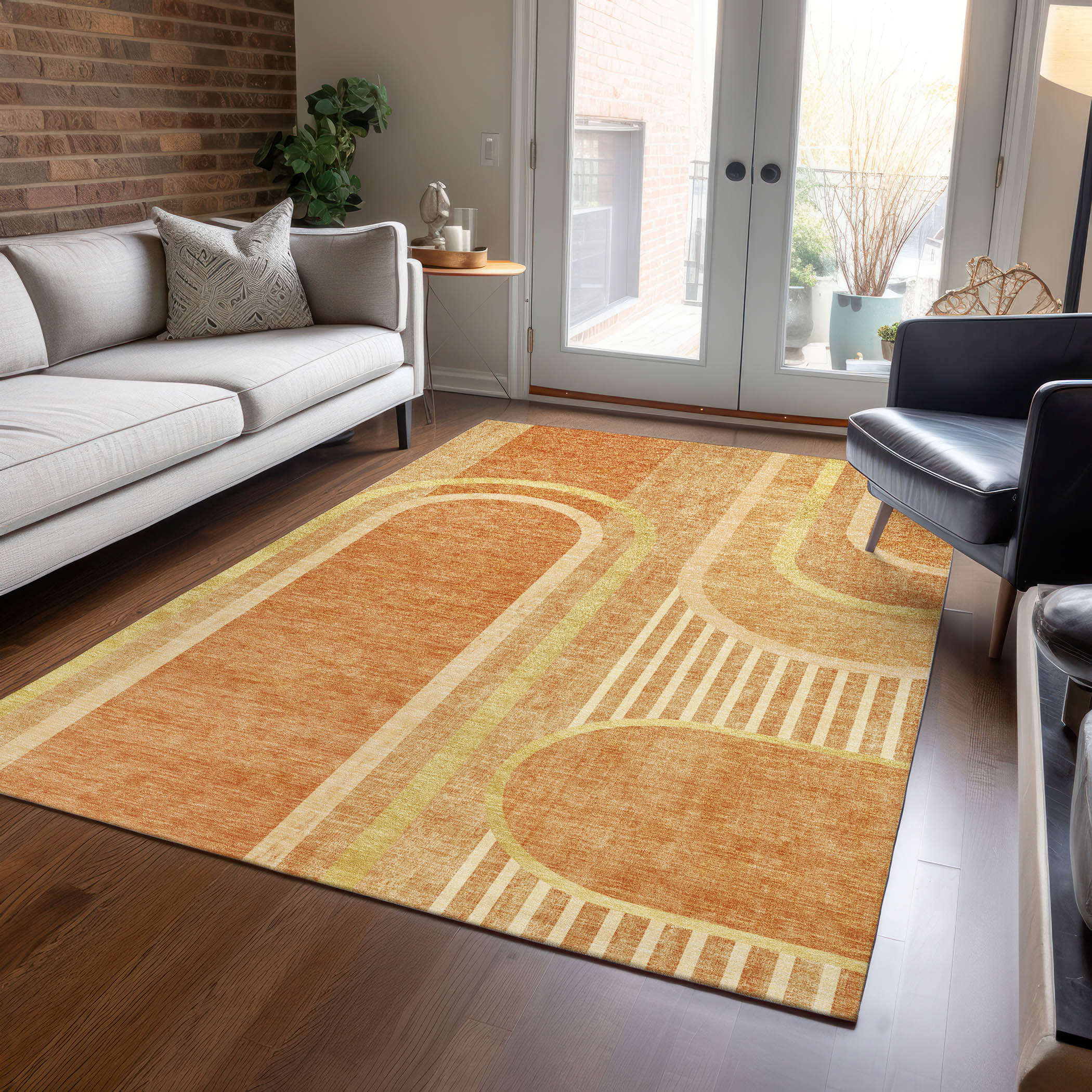 Addison Rugs ACN532TR8X10 Chantille 8 x 10 (ft) Polyester Terracotta Rectangular Indoor/Outdoor Abstract Mid-Century Modern Machine washable Area rug