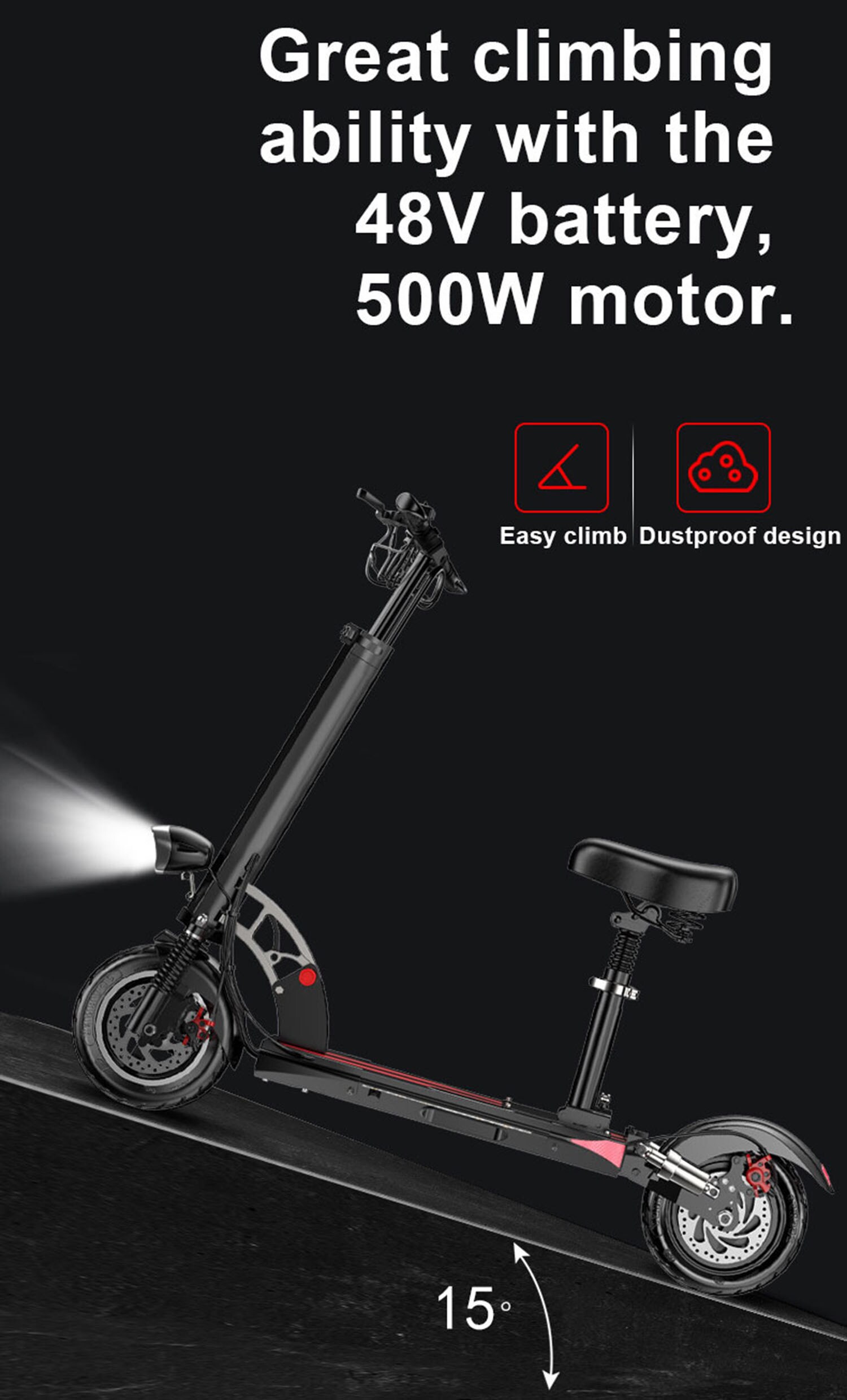 Monopattino elettrico - Scooter 48V a tre velocità, 500W-1200W-1600W