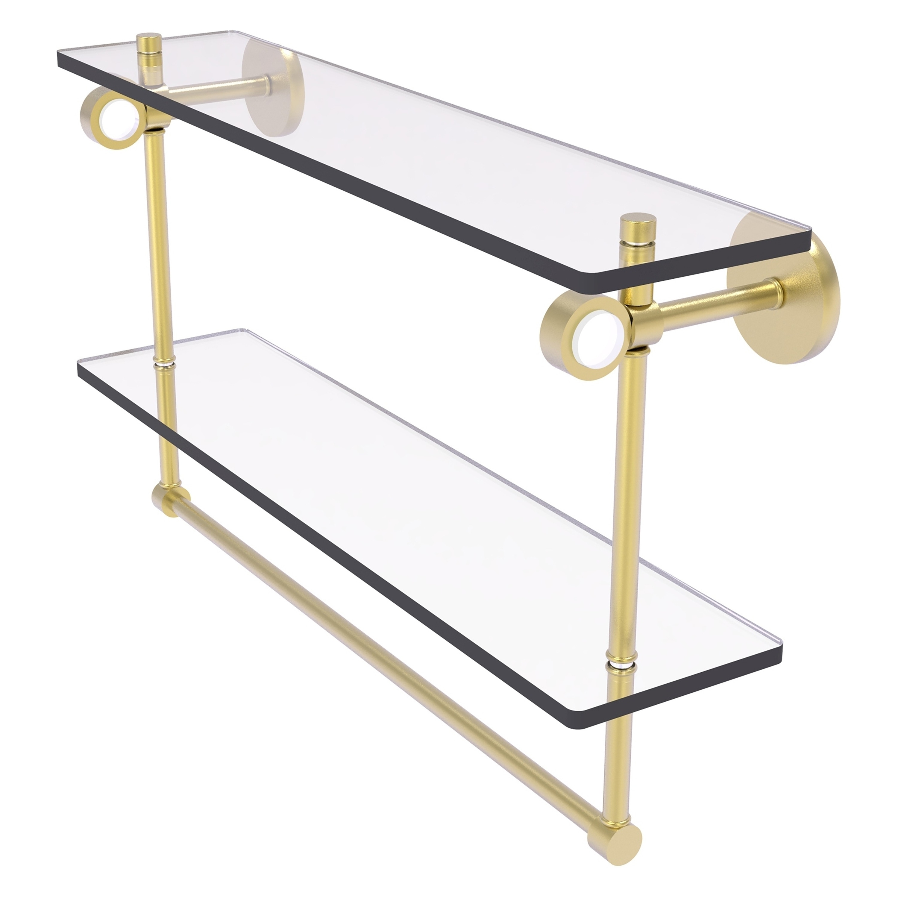 Allied Brass CV-2TB-22-SBR Clearview Satin Brass 2 -Tier Wall mount Bathroom Shelf ( 22-in x 12.8-in x 5-in )