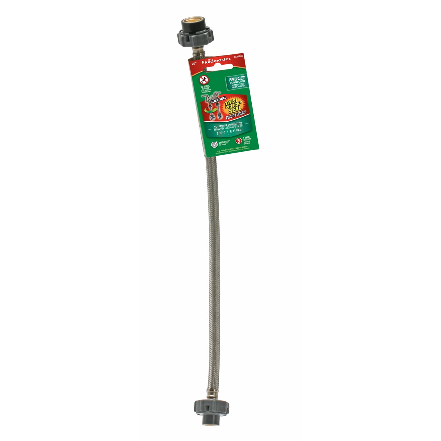 Fluidmaster -  Click Seal 3/8 in. Compression X 1/2 in. D FIP 12 in. Stainless Steel Supply Line