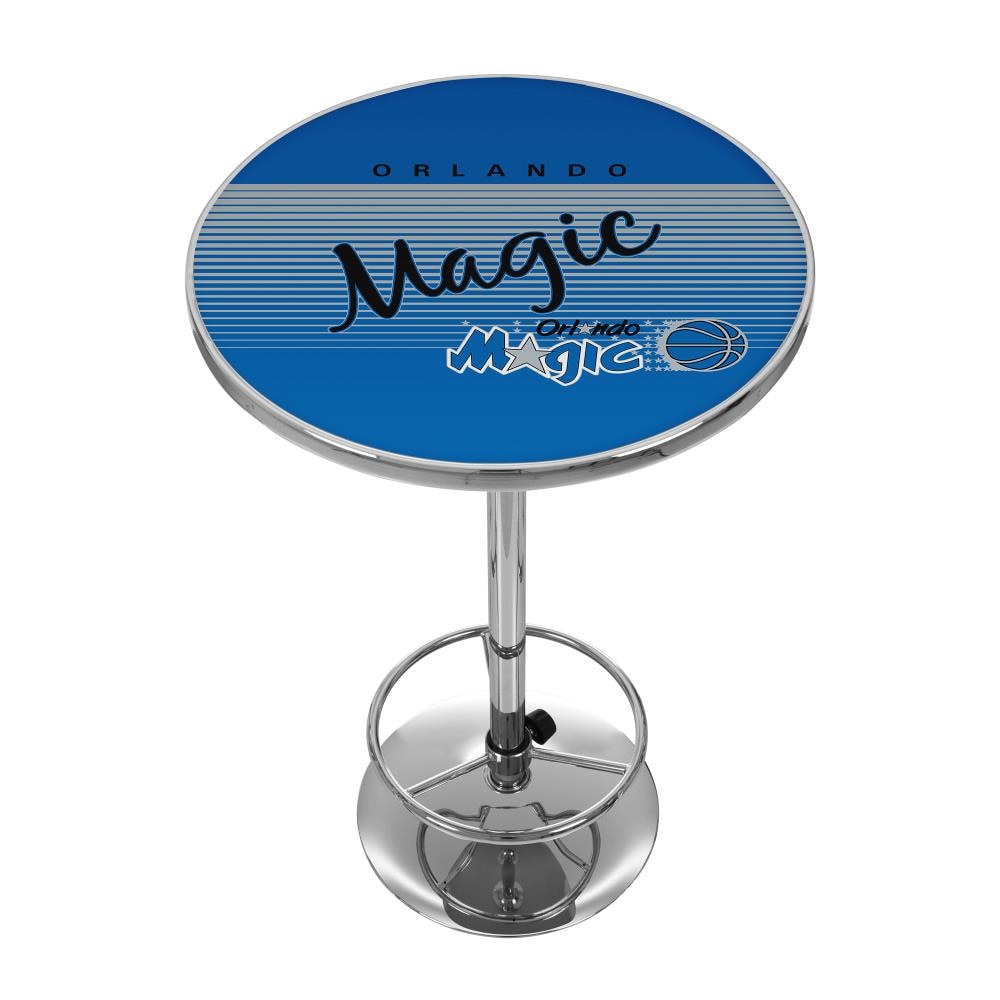 Trademark Gameroom NBA2000HC-OM Orlando Magic Pub Tables Chrome Round Traditional Bar Table, Composite with Metal Pedestal Base 27.375-in L x 42-in H