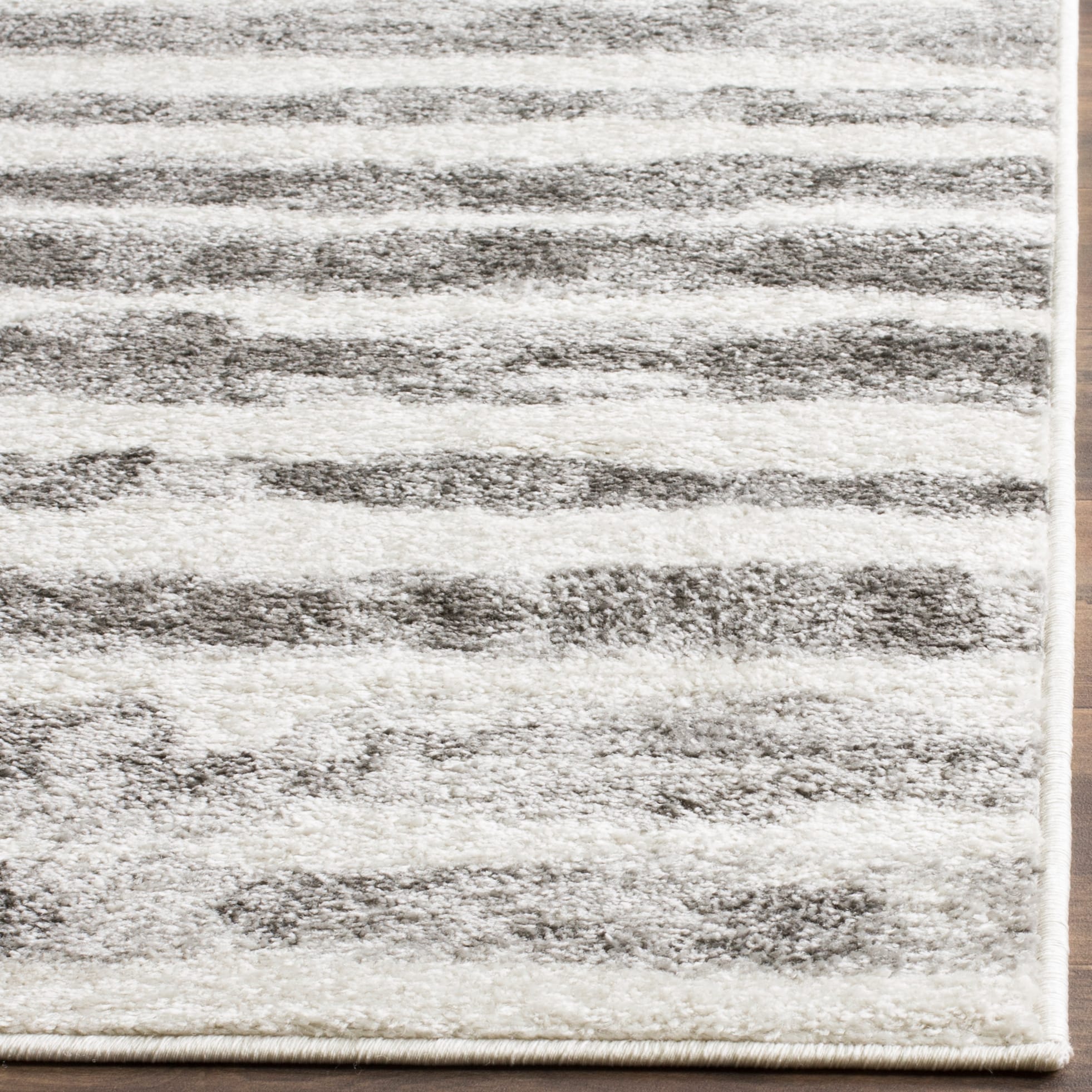 Ivory and Charcoal Reversible Square Synthetic Rug - Easy Care 47"