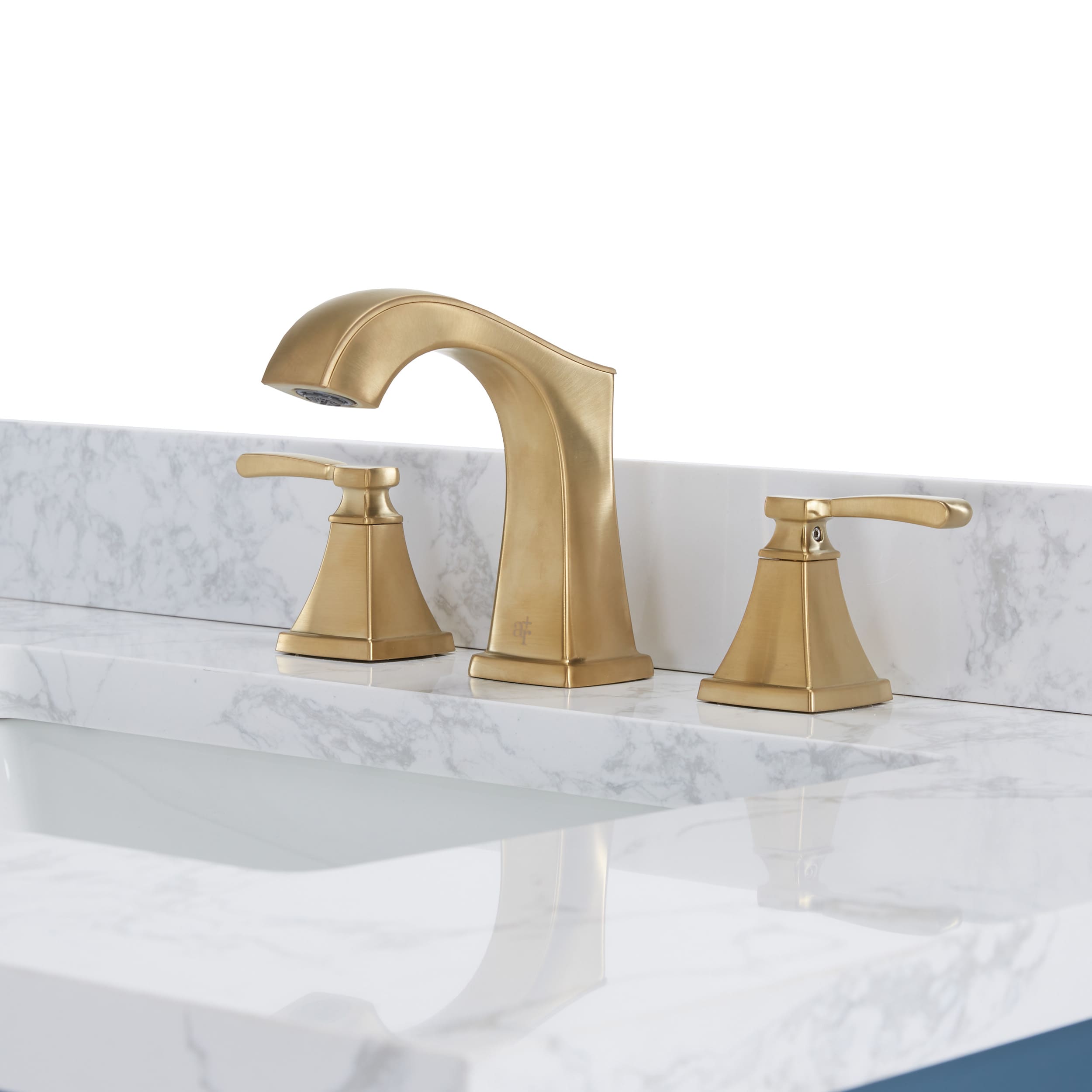 allen + roth Chesler Brushed Gold Widespread 2-Handle WaterSense Bathroom Sink Faucet with Drain