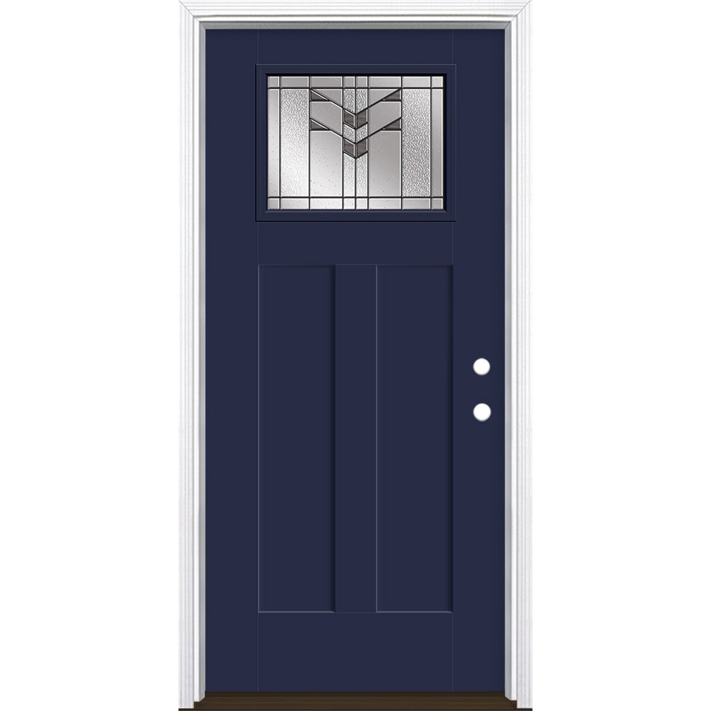 Masonite 3420553 Frontier 36-in x 80-in x 4-9/16-in Fiberglass Craftsman Left-hand inswing Eclipse Painted Prehung Front Door with Brickmould Insulating core
