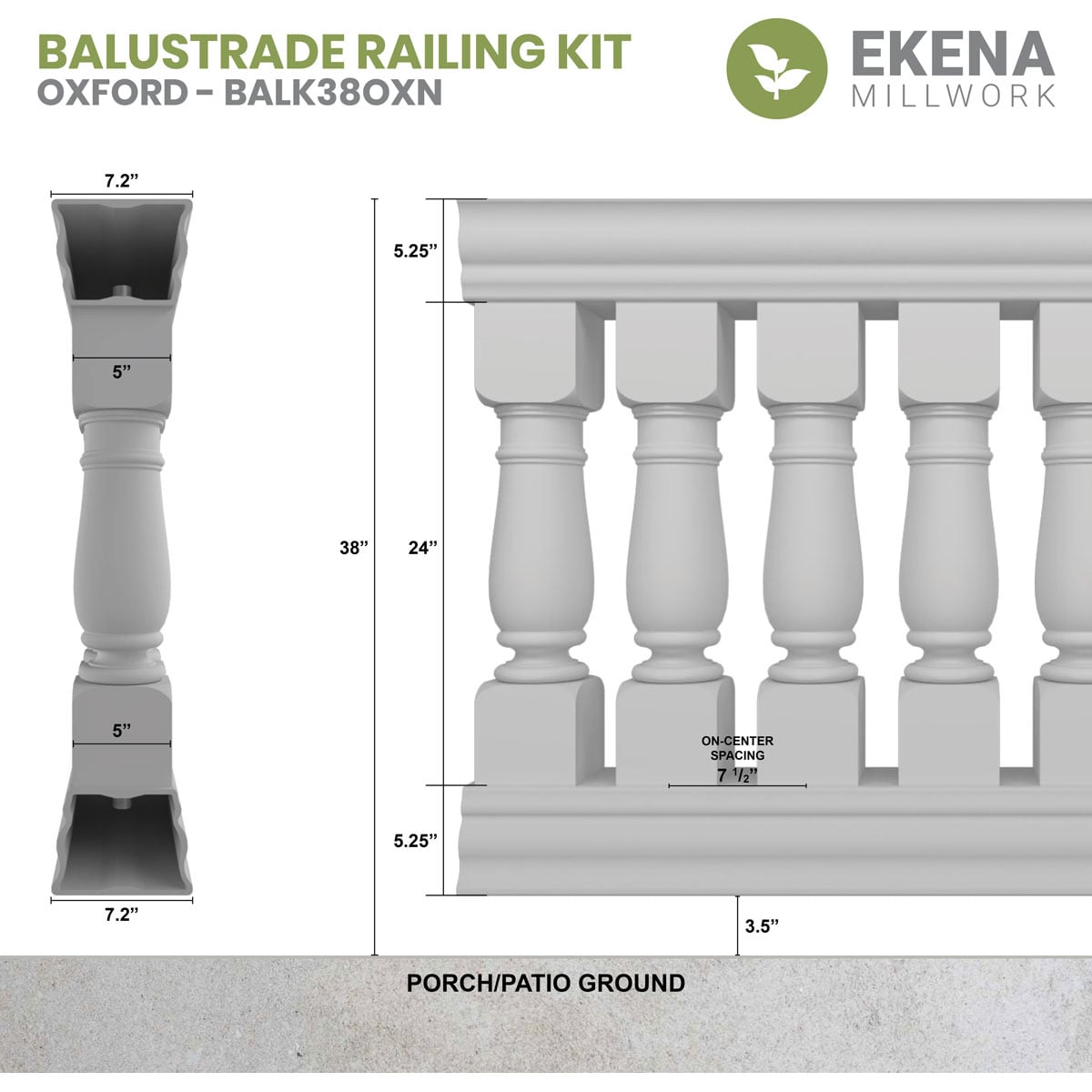 Ekena Millwork BALK38X120OXN railings - View #2