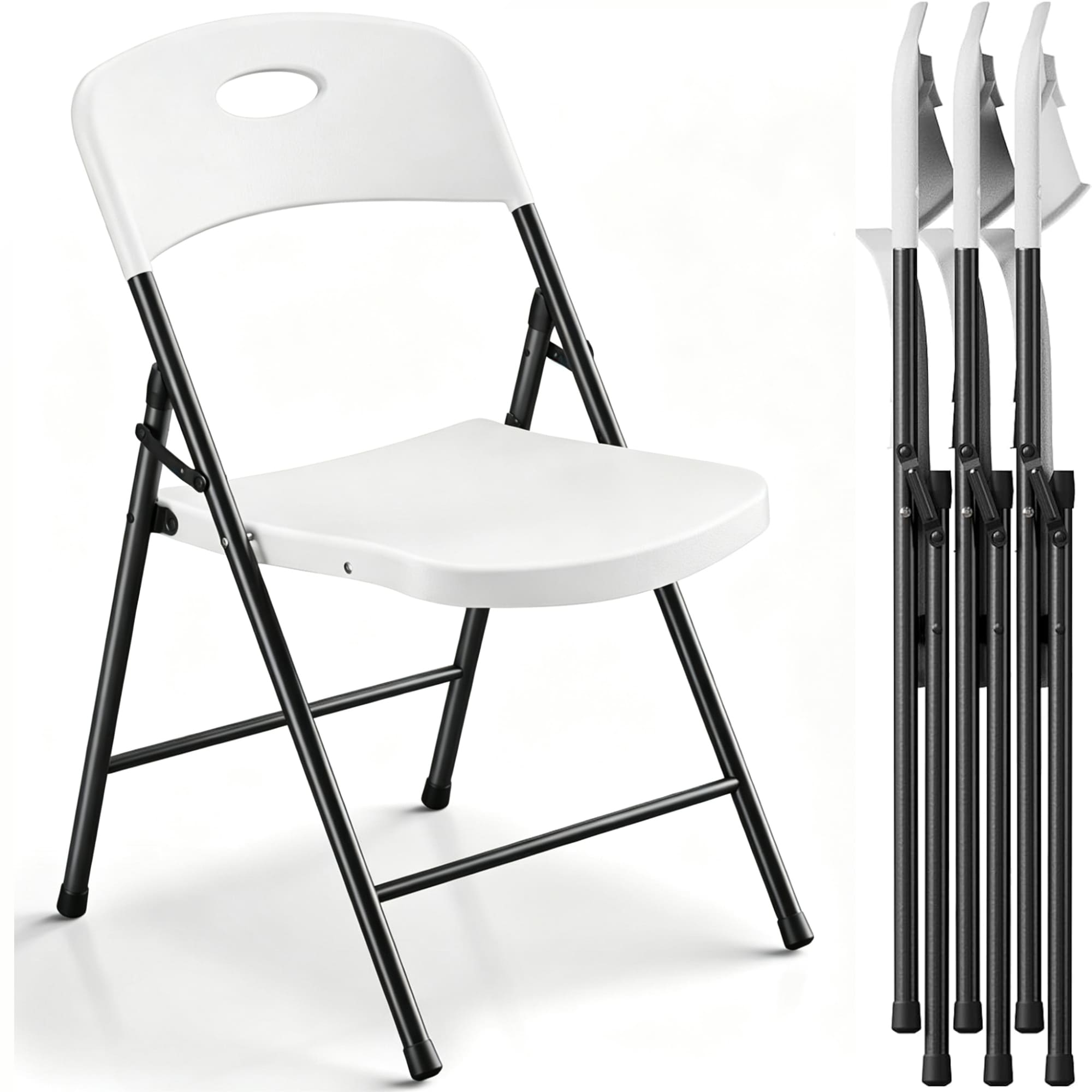 Yardgrace - 4 Pack Folding Chair Metal Frame Plastic Seat Indoor Outdoor 350lbs Weight Cap