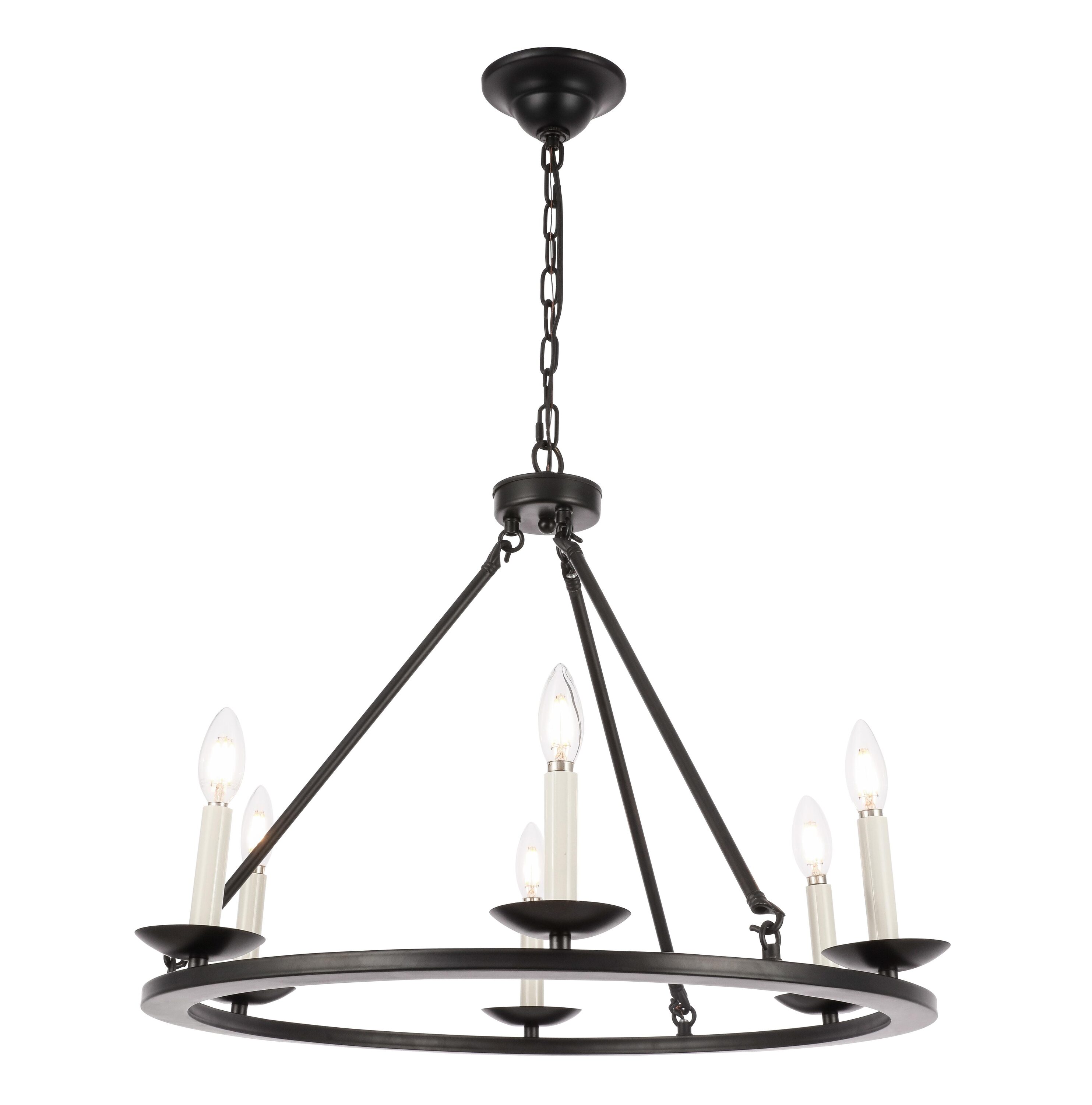 Elegant Maine 6-Light Black Metal Circular Chandelier