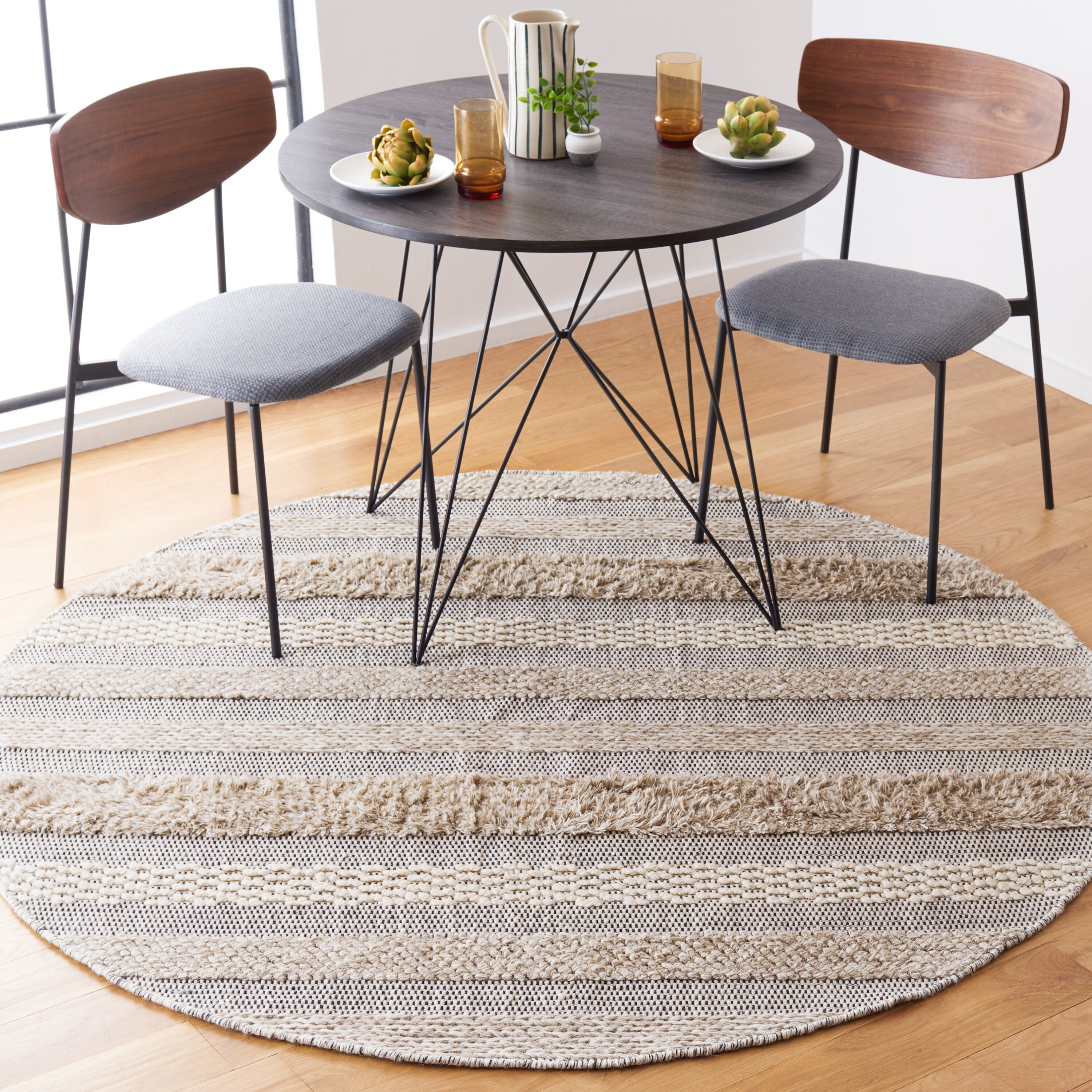  Vermont 506 Beige/Ivory Bohemian 6ft x 6ft Round Rug