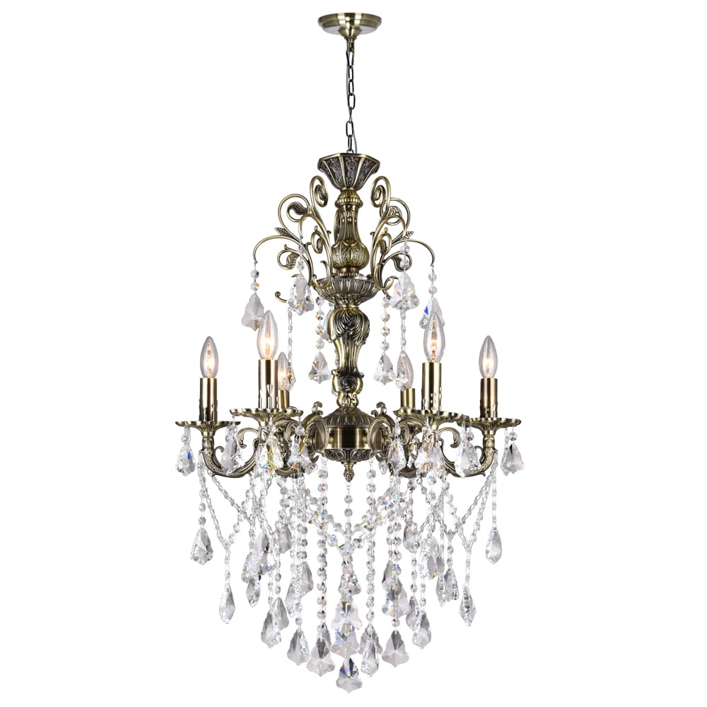 CWI Lighting Brass 6-Light Antique Brass Traditional Chandelier in the ...