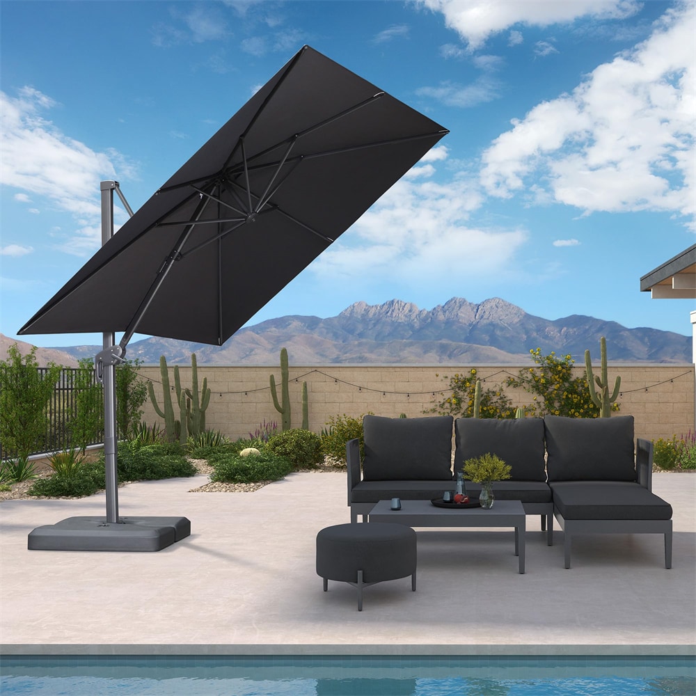 PURPLE LEAF LS05ALFS08-DG 8-ft Aluminum Dark gray Crank Cantilever Patio Umbrella