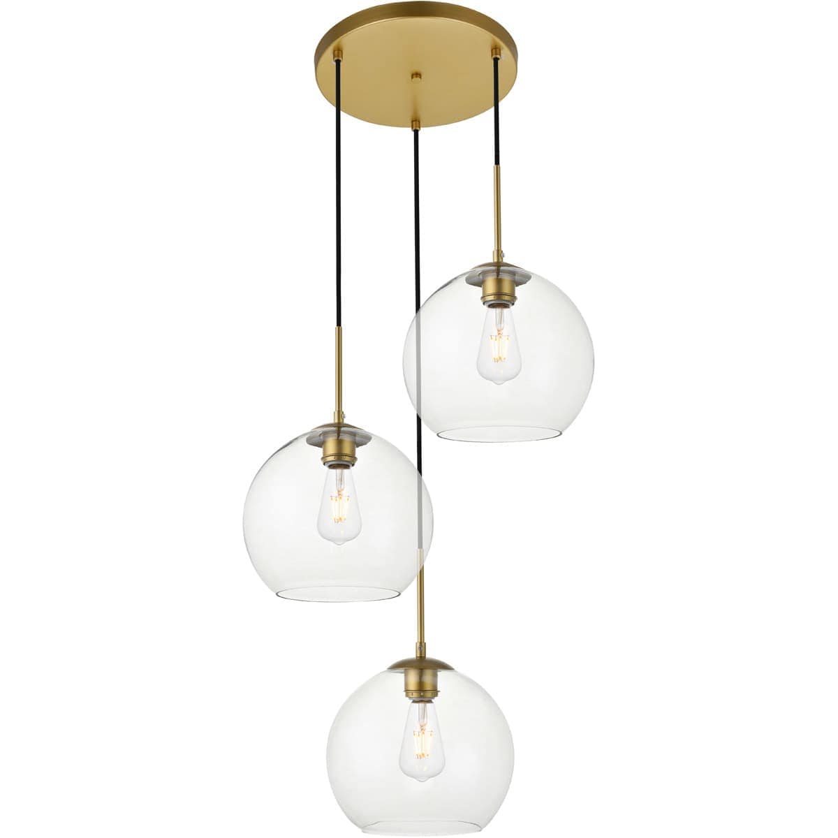 Decovio  12706-BI3-2 Huntington 3 Light 201 inch Brass Pendant Ceiling Light