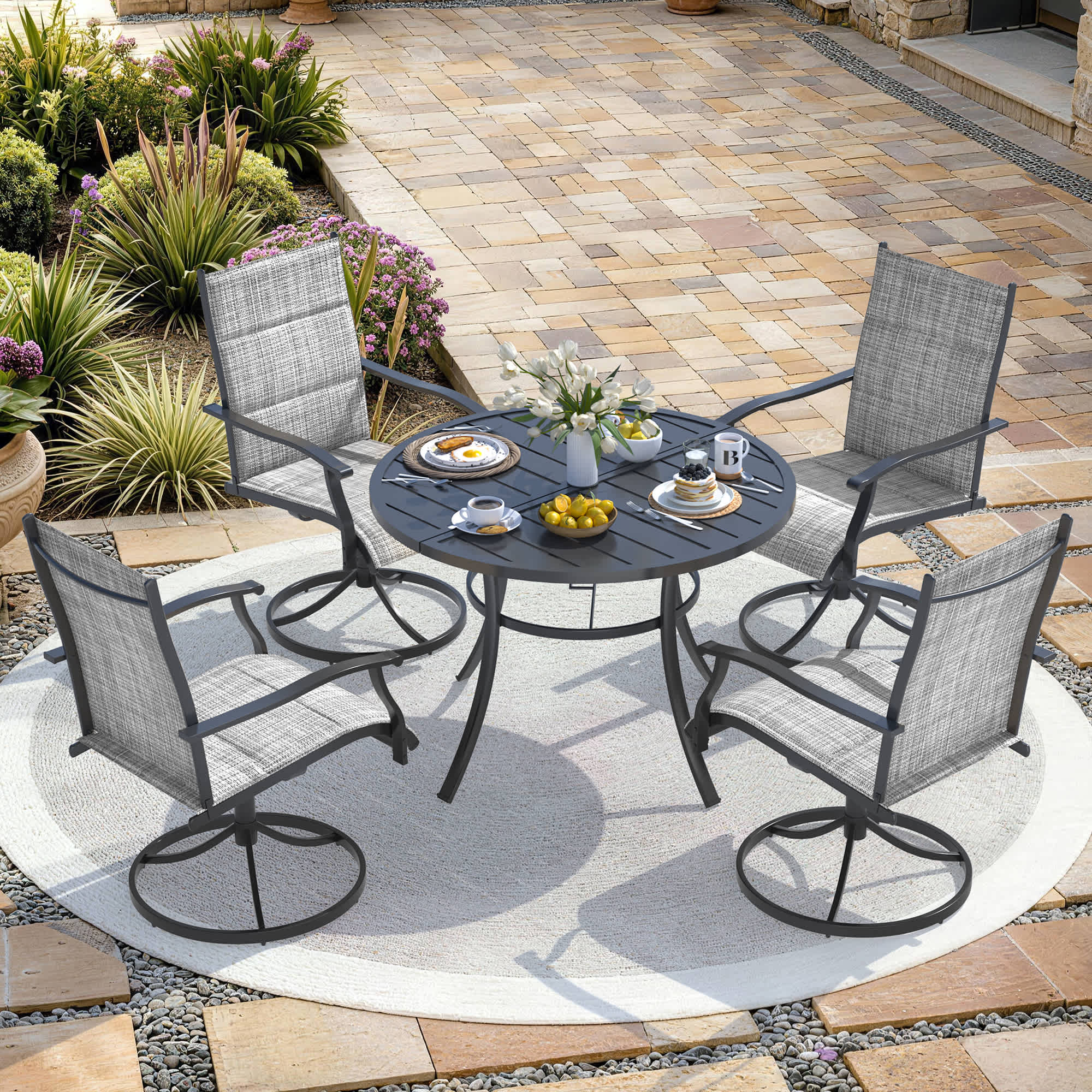 U-HOMY ZXOT001BK+010GY Patio-Dining-Sets - View #6