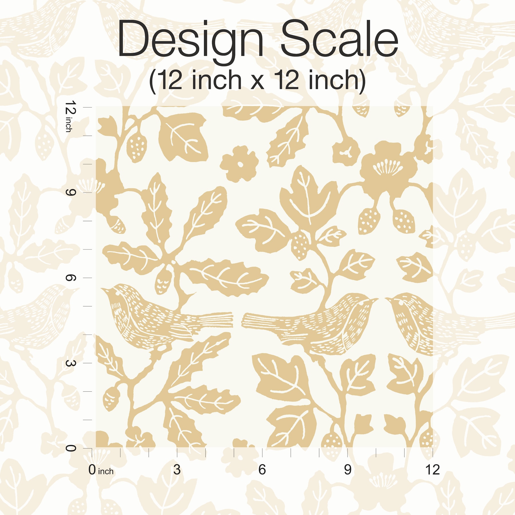 Ochre Yellow Damask Self-Adhesive Peel and Stick Wallpaper