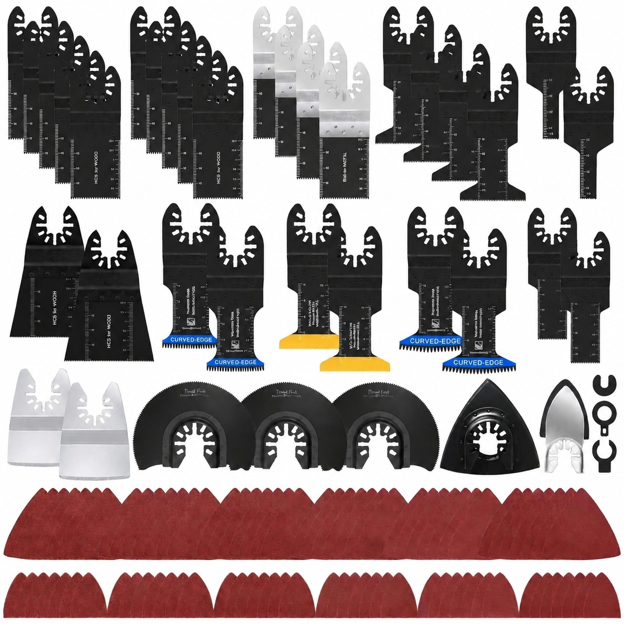 AOIZGMY 121 Pack Oscillating Saw Blades Titanium Coated Multi Tool Blades for Wood Metal Plastic Cutting and Sanding with Adapters Compatible #LAZ0805Z194